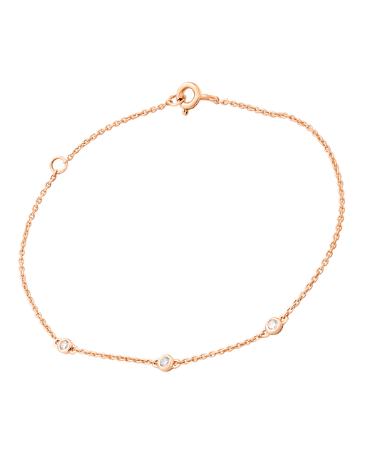 3 Diamond Bezel Bracelet - 14K Rose Gold Bracelets magal-dev
