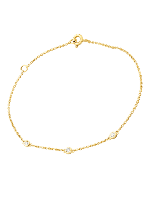 3 Diamond Bezel Bracelet - 14K Yellow Gold Bracelets magal-dev