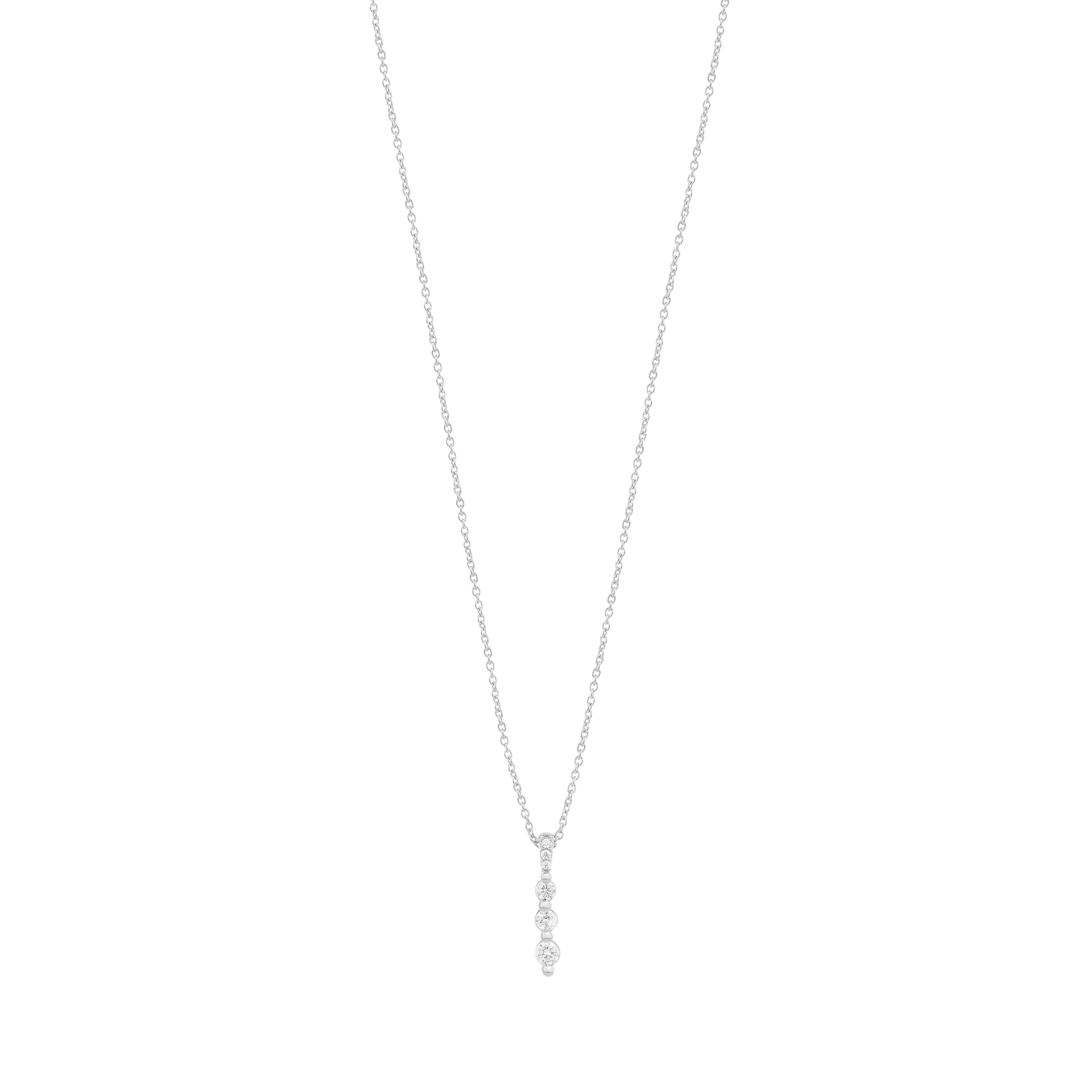 3 Diamonds Bar Necklace - 14K White Gold Necklaces magal-dev