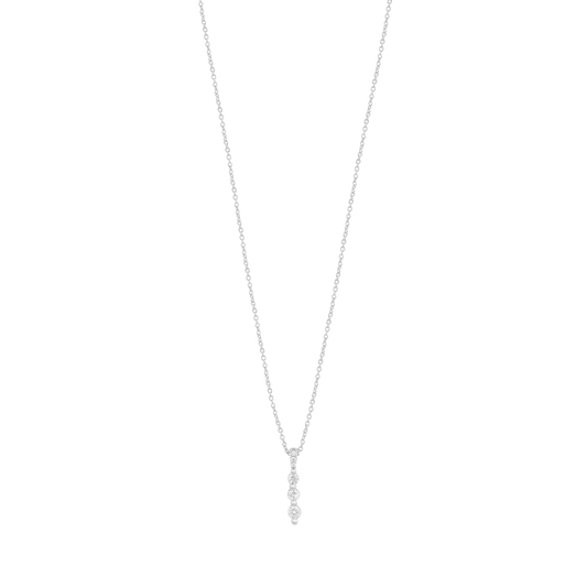 3 Diamonds Bar Necklace - 14K White Gold Necklaces magal-dev