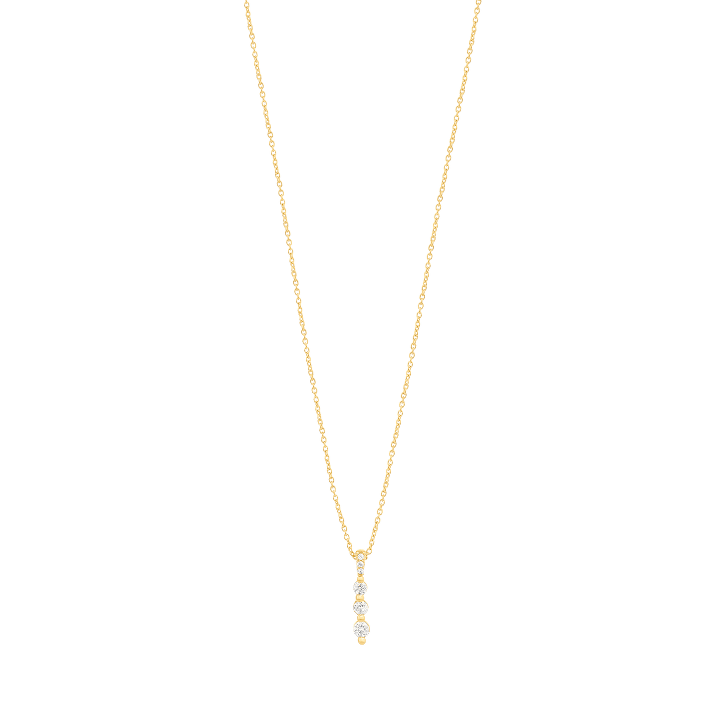3 Diamonds Bar Necklace - 14K White Gold Necklaces magal-dev
