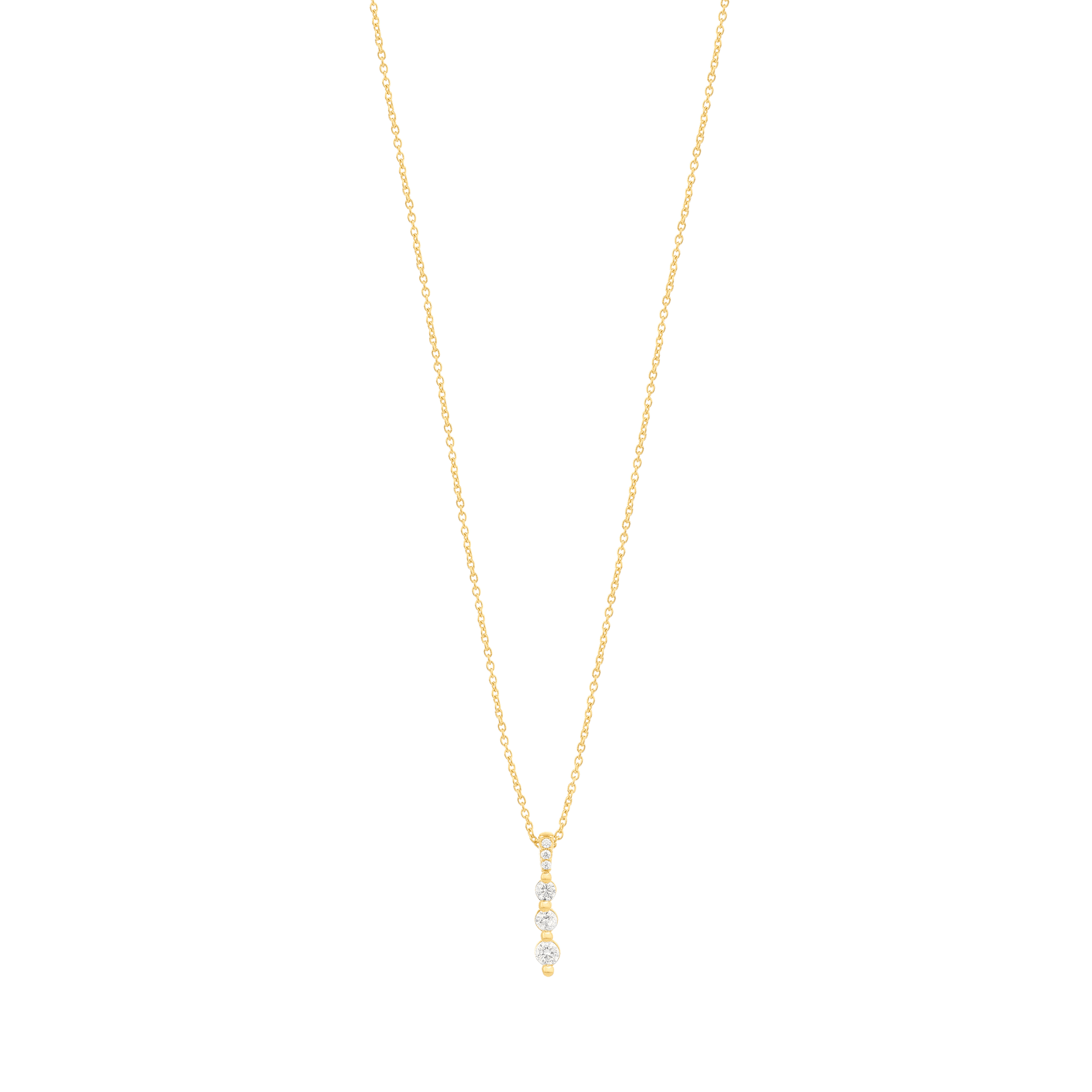 3 Diamonds Bar Necklace - 14K Yellow Gold Necklaces magal-dev