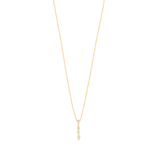 3 Diamonds Bar Necklace - 14K Yellow Gold Necklaces magal-dev