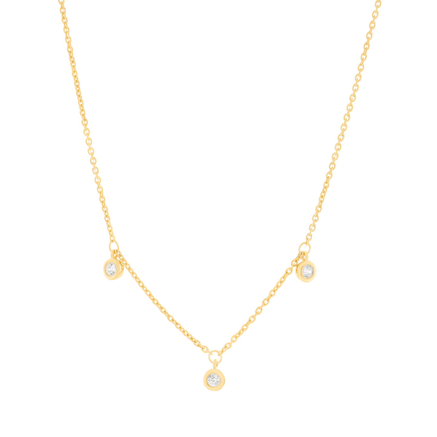 3 Diamonds Bezel Necklace - 14K Rose Gold Necklaces magal-dev