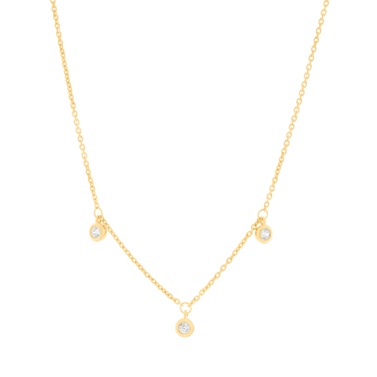 3 Diamonds Bezel Necklace - 14K Yellow Gold Necklaces magal-dev