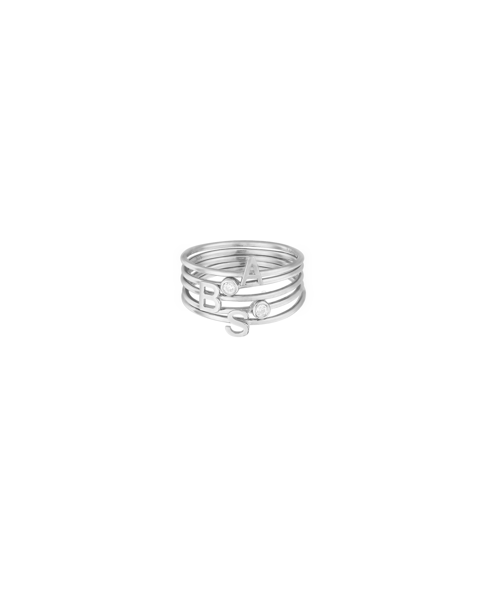 Stackable Initial Ring(s) - 14K White Gold Rings magal-dev