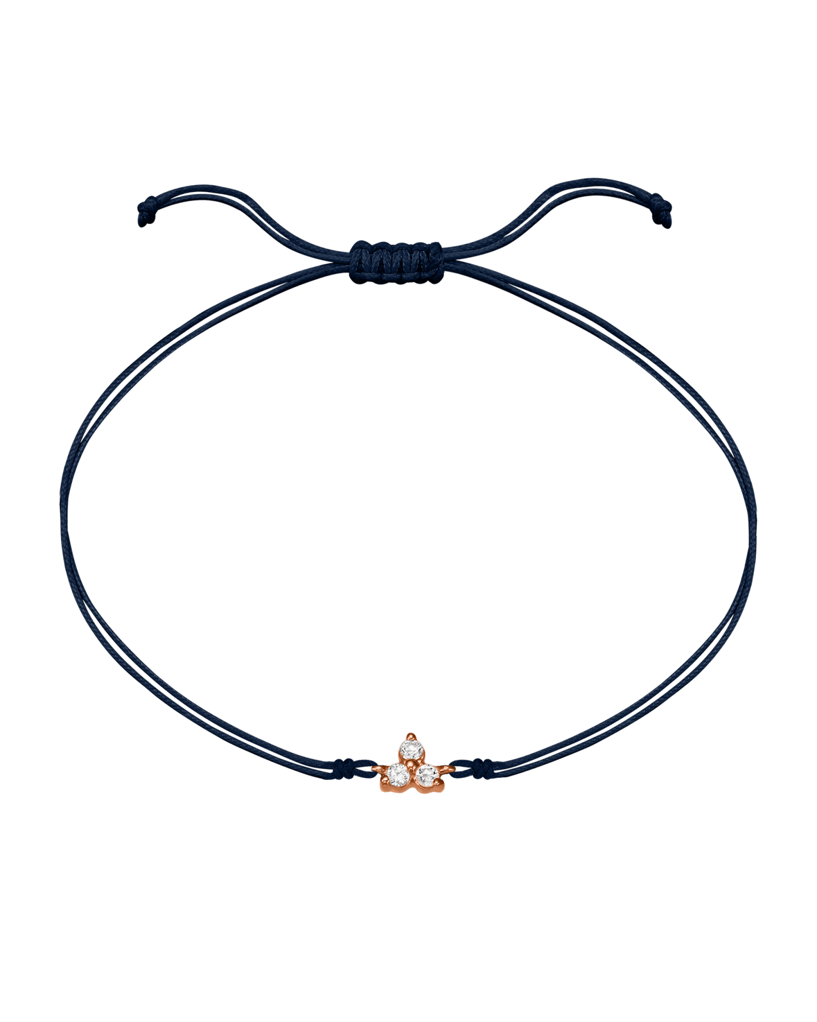 3 Studs Diamond String of love - 14K Rose Gold Bracelets 14K Solid Gold Navy Blue