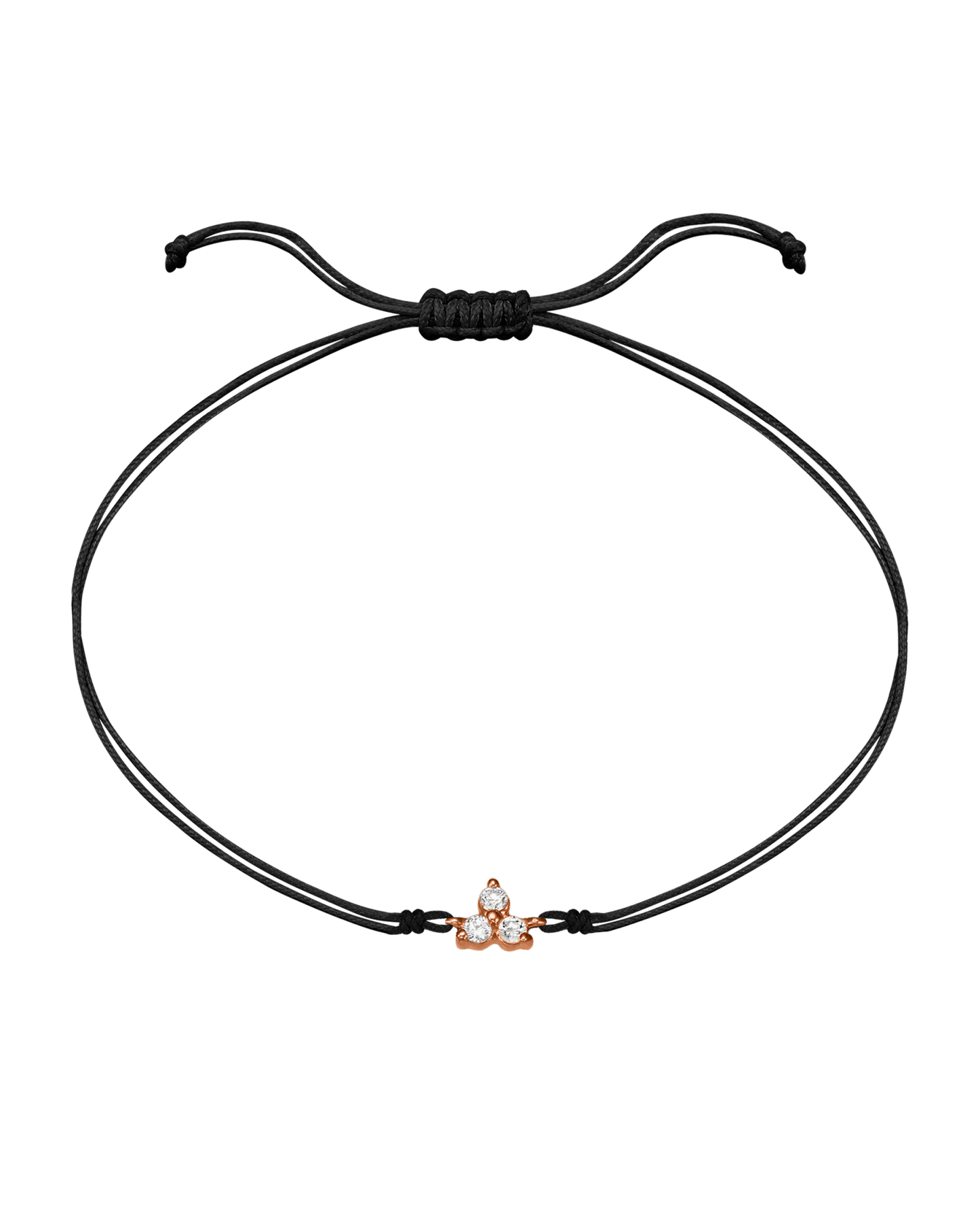 3 Studs Diamond String of love - 14K Rose Gold Bracelets 14K Solid Gold Black
