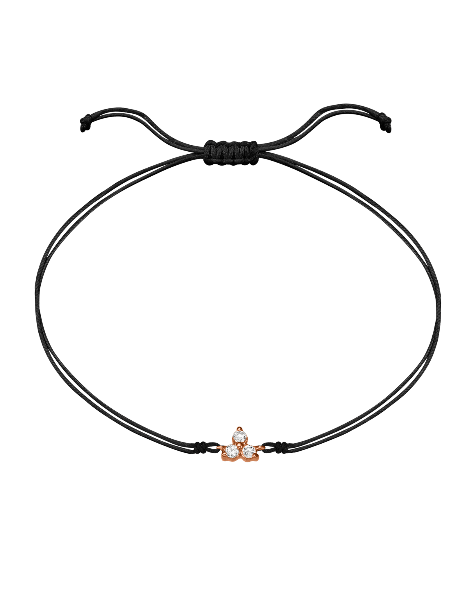 3 Studs Diamond String of love - 14K Rose Gold Bracelets 14K Solid Gold Black