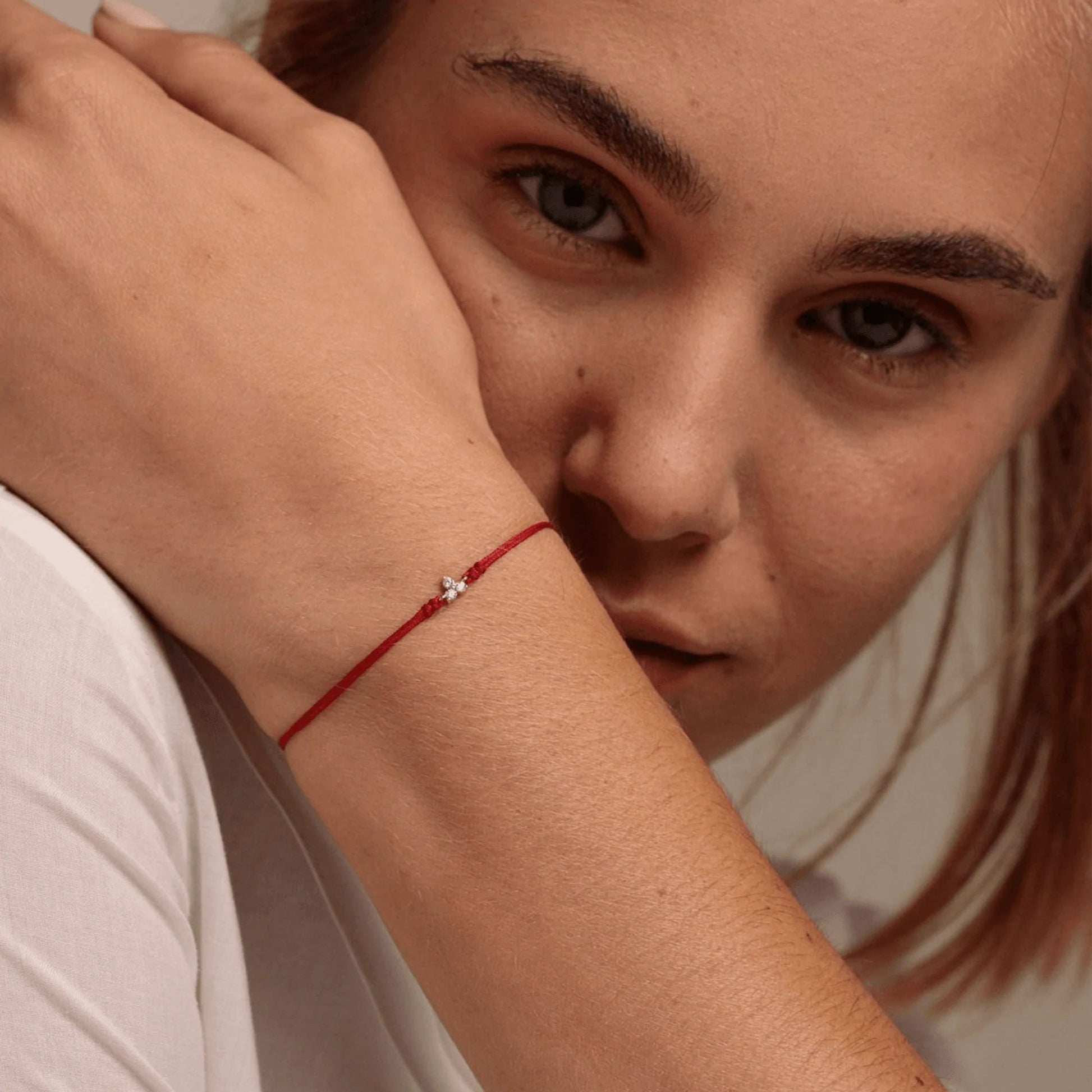 3 Studs Diamond String of love - 14K Rose Gold Bracelets 14K Solid Gold