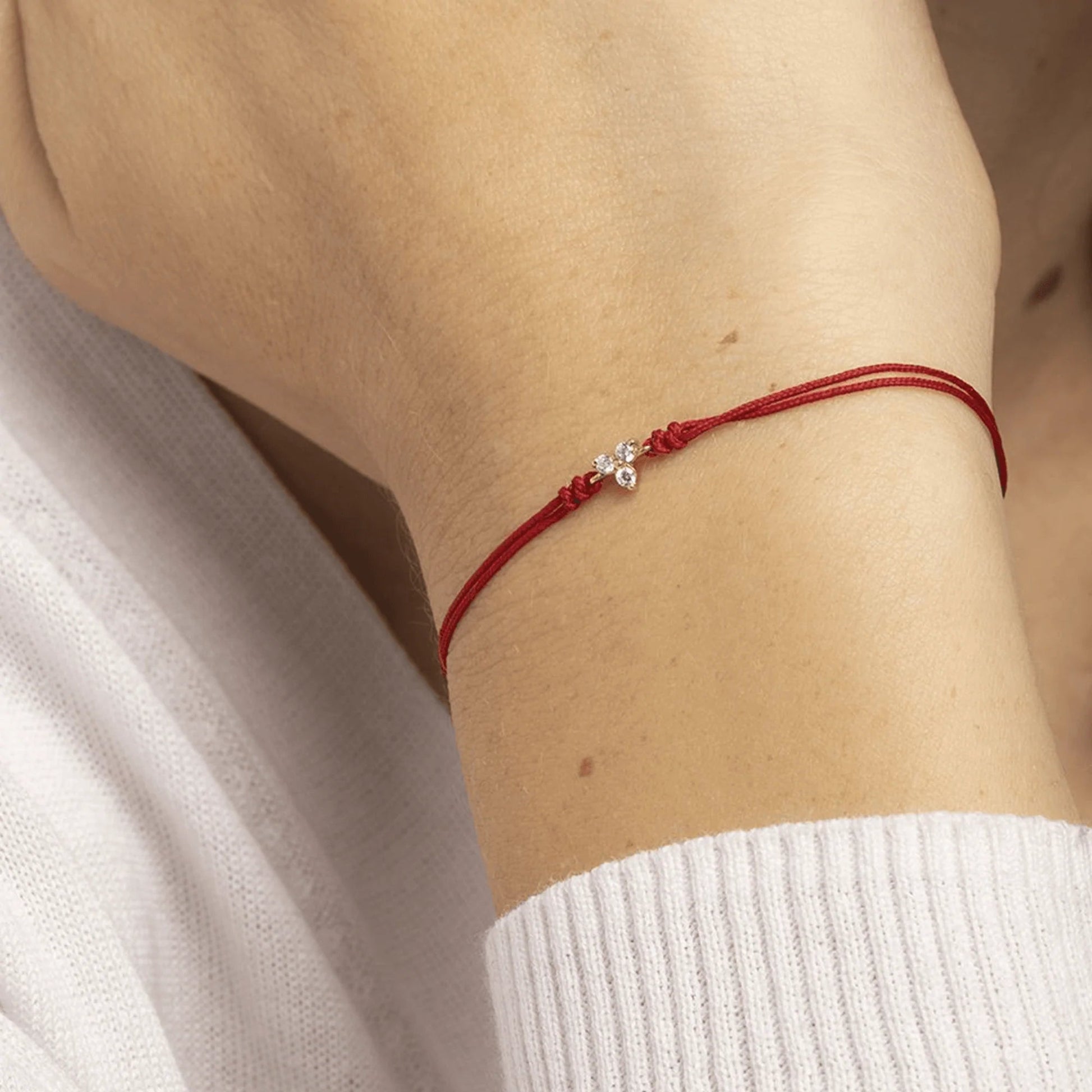 3 Studs Diamond String of love - 14K Rose Gold Bracelets 14K Solid Gold