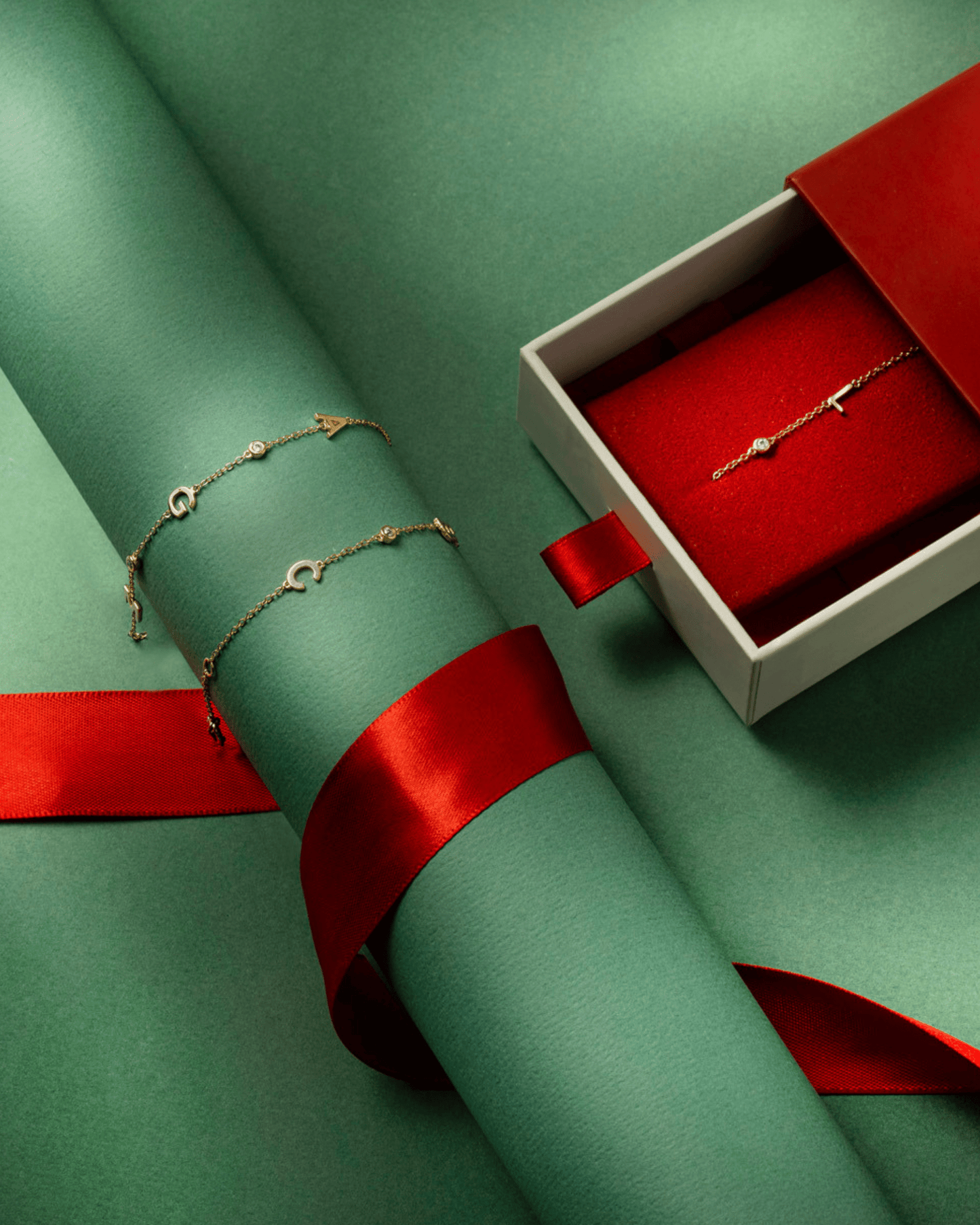 The Initial Bracelet with Diamonds - 14K White Gold Bracelets magal-dev