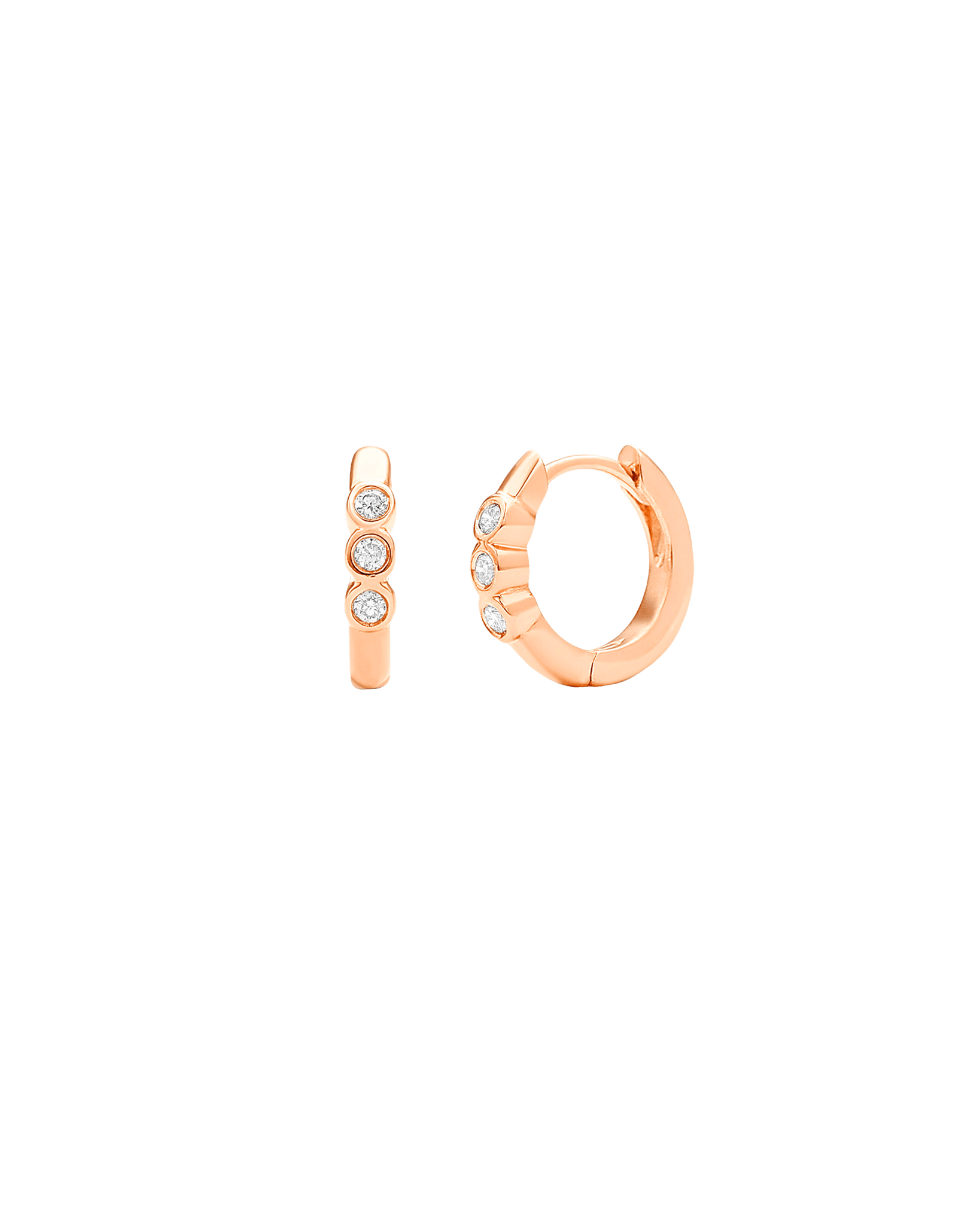 3 Dot Diamond Earrings - 14K Rose Gold Earrings magal-dev