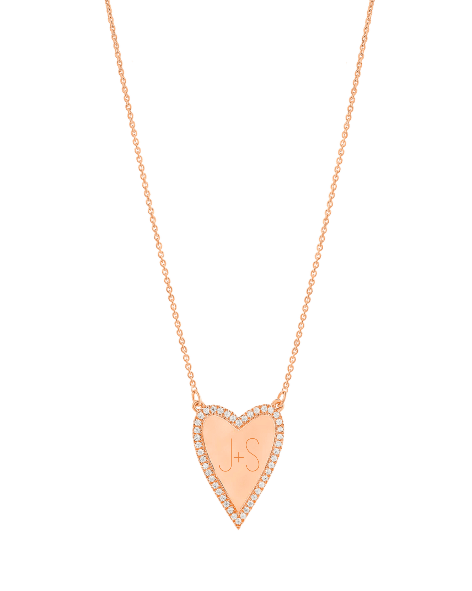 Engravable Outlined Heart Diamond Necklace - 18K Gold Vermeil Necklaces magal-dev