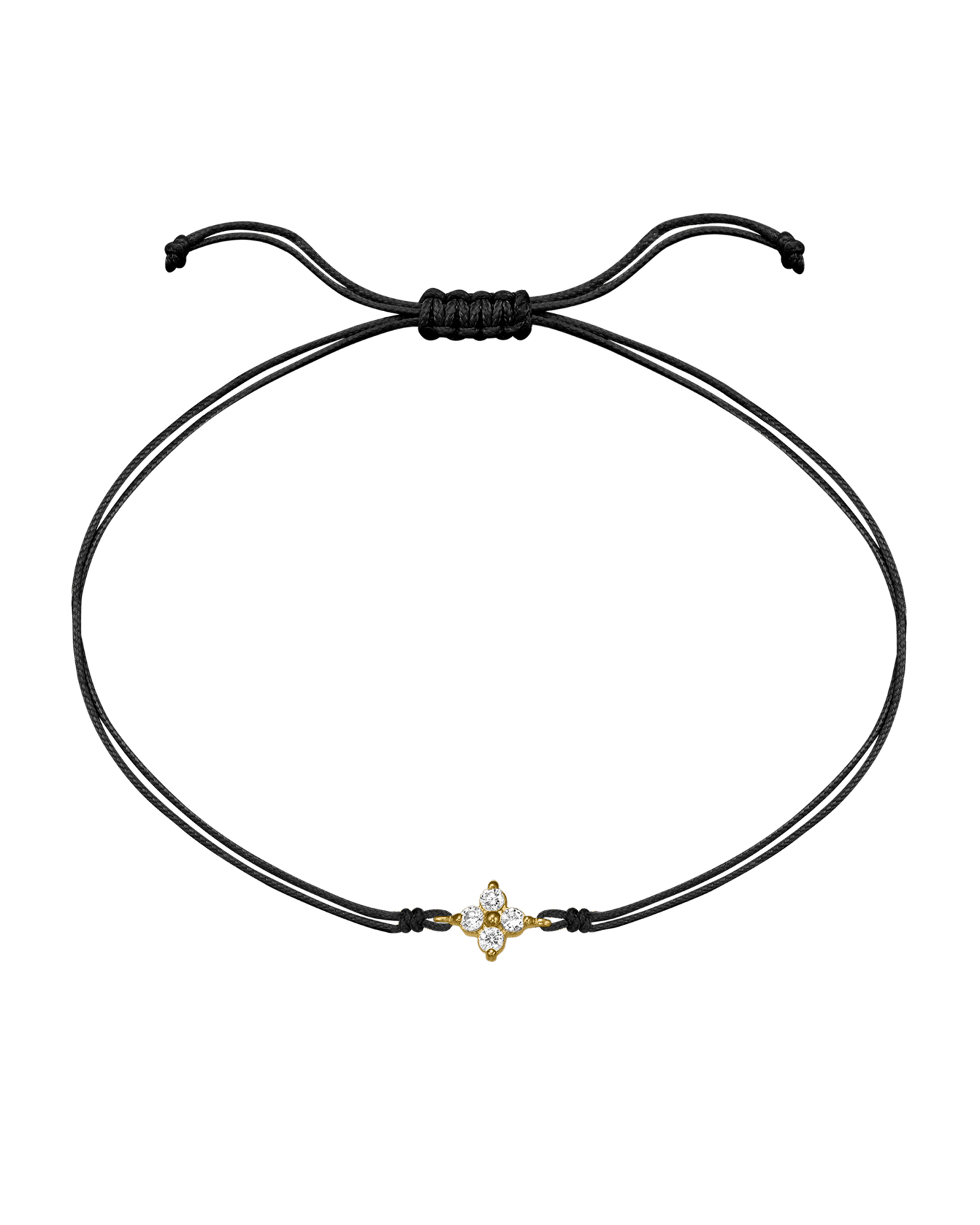 4 Studs Diamond String of love - 14K Yellow Gold Bracelets 14K Solid Gold Black