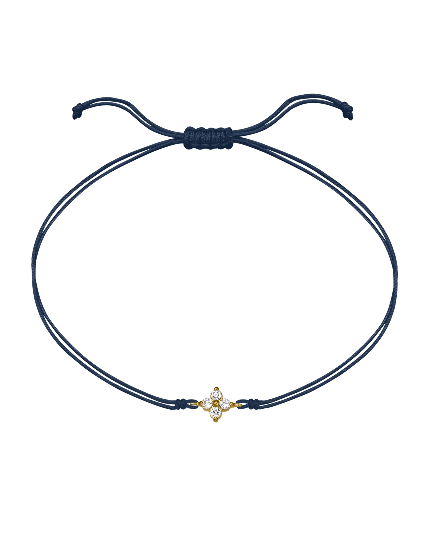 4 Studs Diamond String of love - 14K Yellow Gold Bracelets 14K Solid Gold Navy Blue