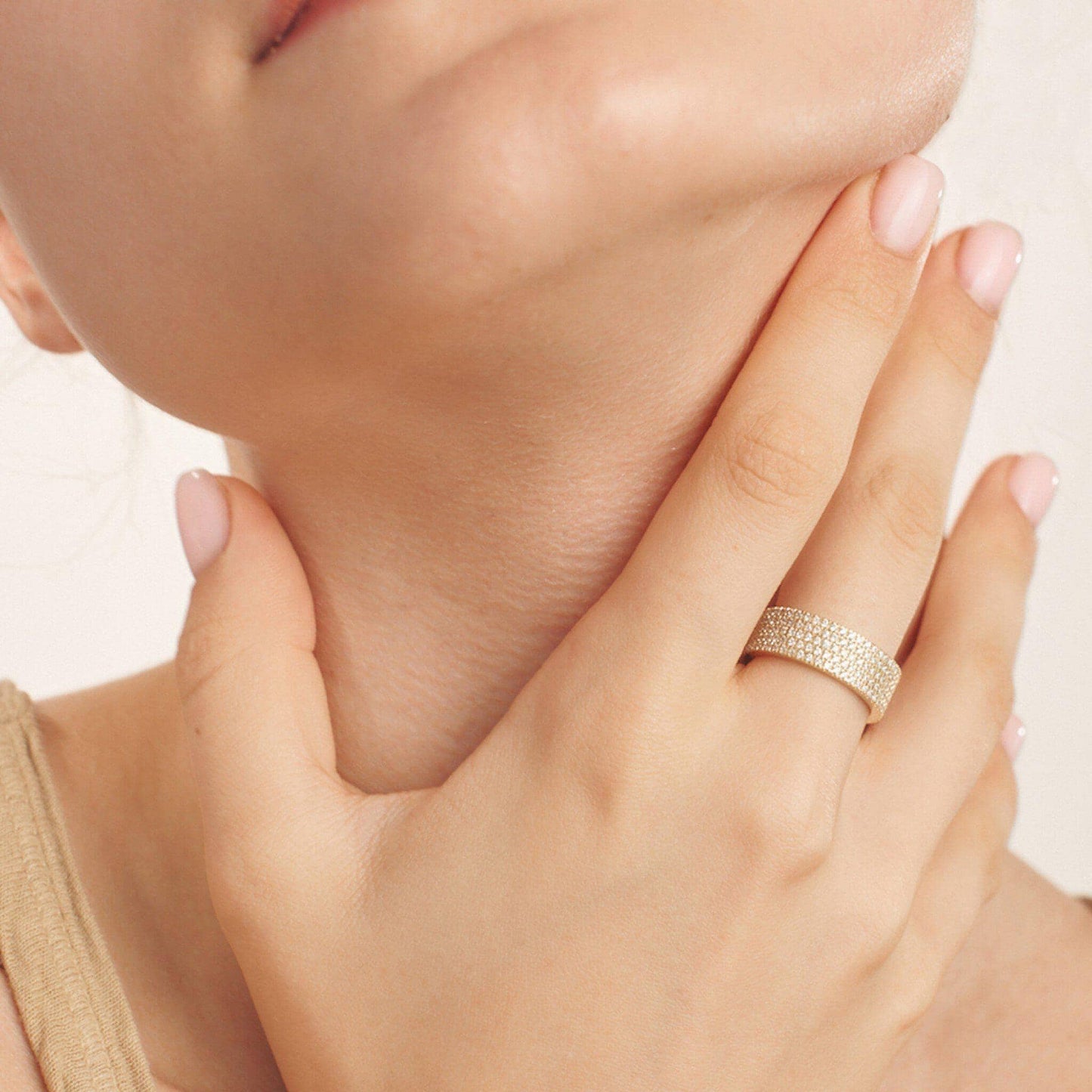 5 Band Paved Eternity Ring - 14K White Gold Rings 14K Solid Gold