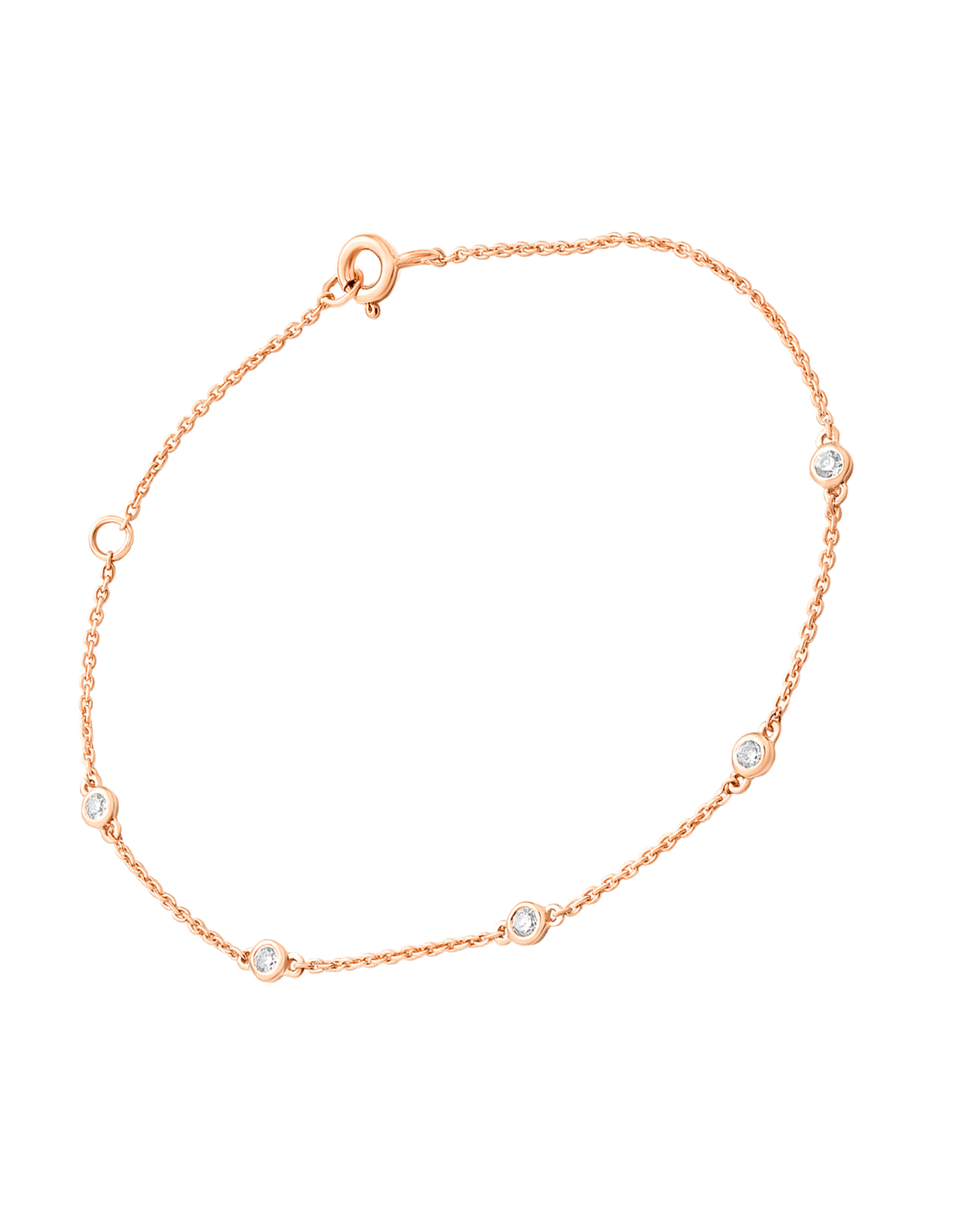 5 Diamond Bezel Bracelet - 14K Rose Gold Bracelets magal-dev