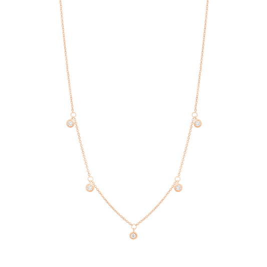 5 Diamonds Bezel Necklace - 14K Rose Gold Necklaces magal-dev