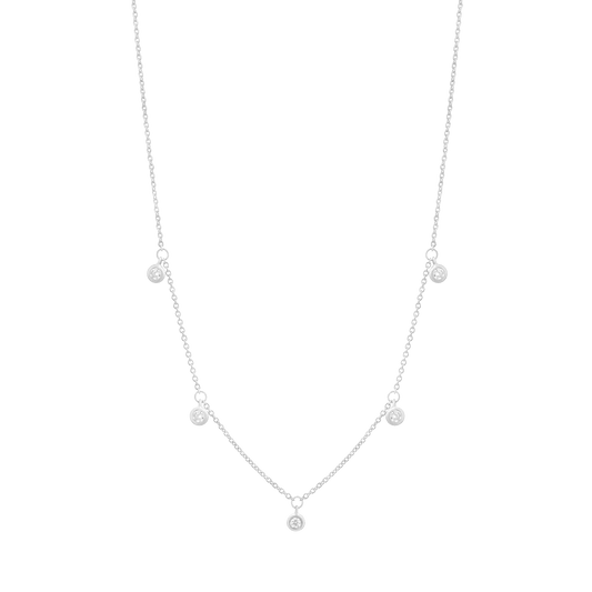 5 Diamonds Bezel Necklace - 14K White Gold Necklaces magal-dev