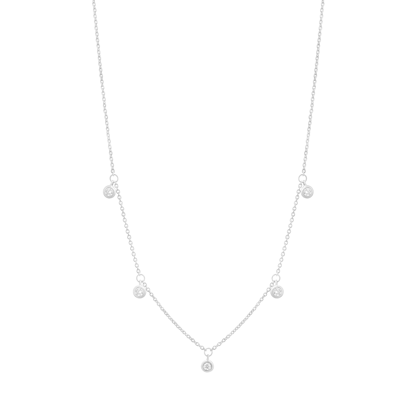 5 Diamonds Bezel Necklace - 925 Sterling Silver Necklaces magal-dev