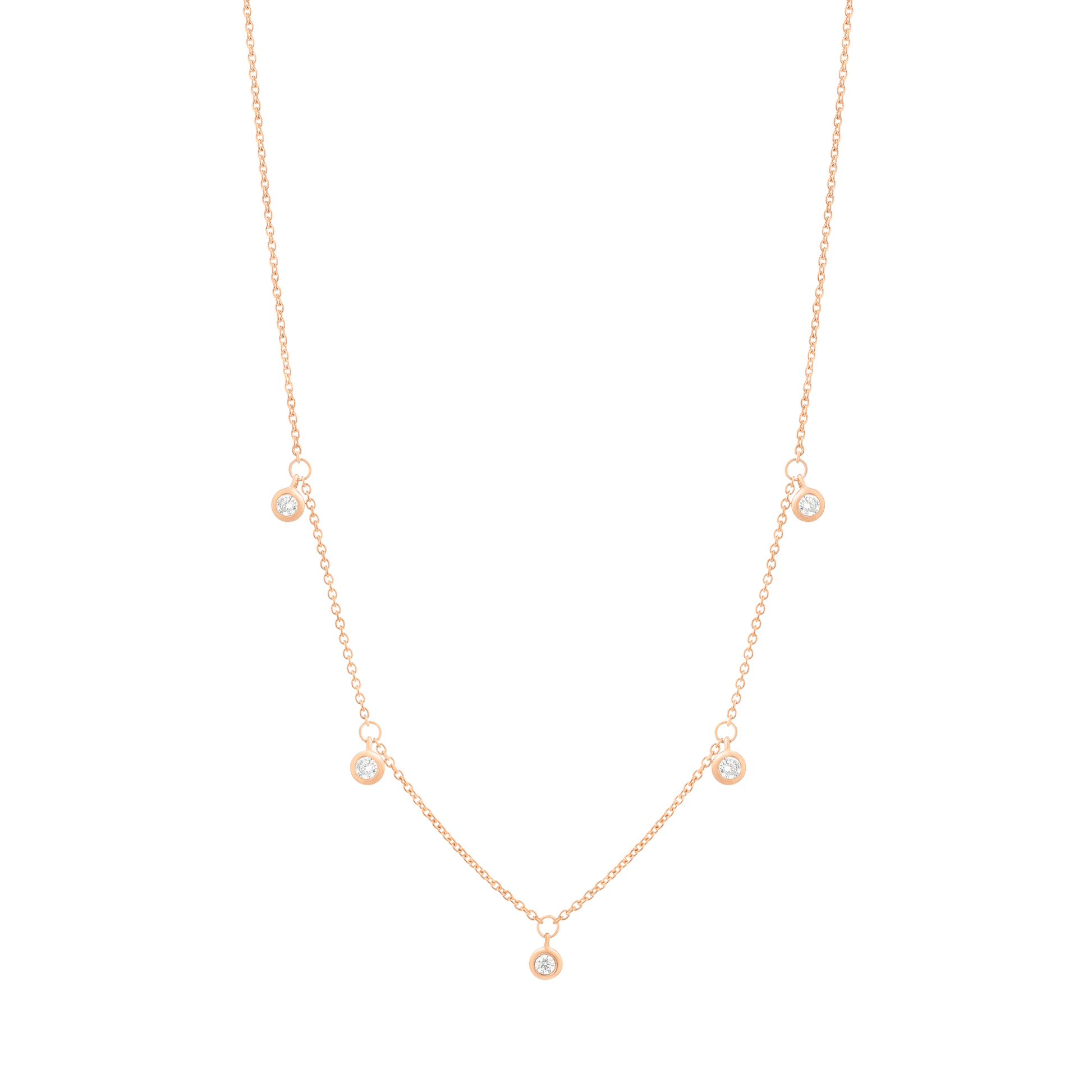 5 Diamonds Bezel Necklace - 14K White Gold Necklaces magal-dev