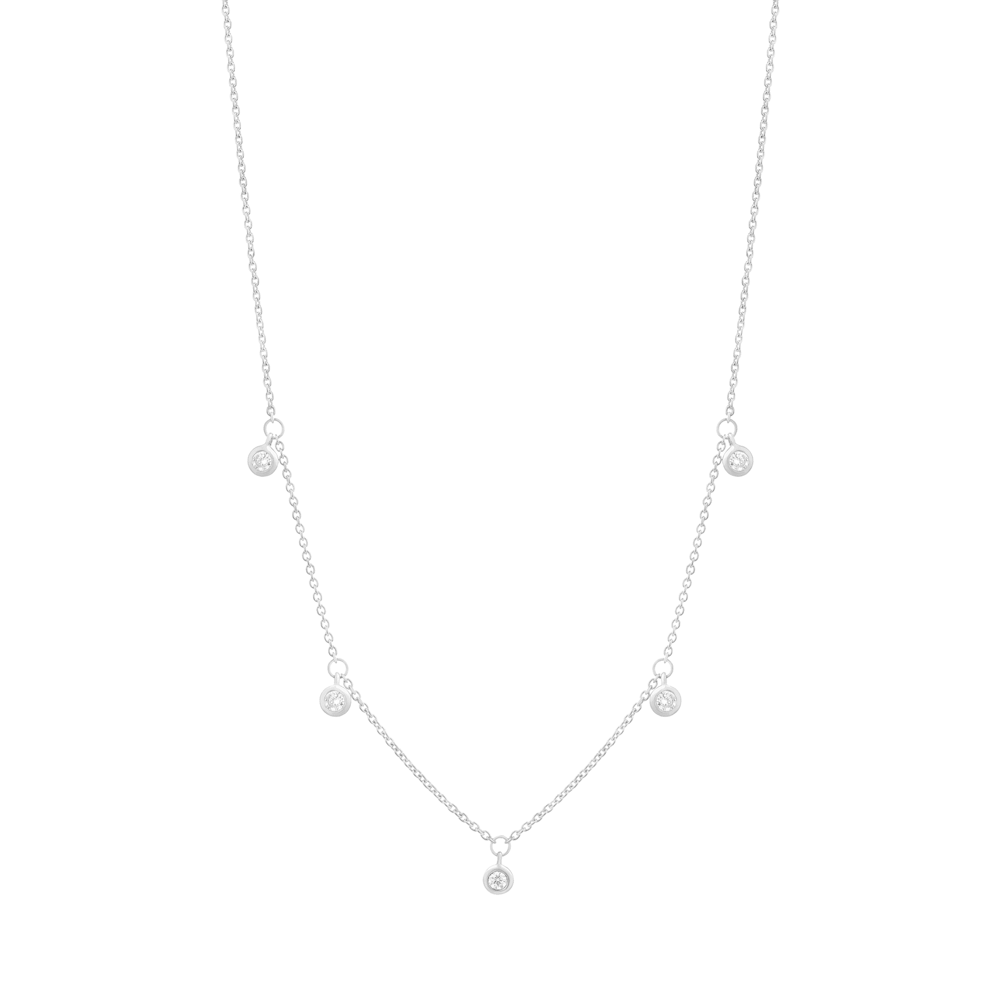 5 Diamonds Bezel Necklace - 14K Yellow Gold Necklaces magal-dev