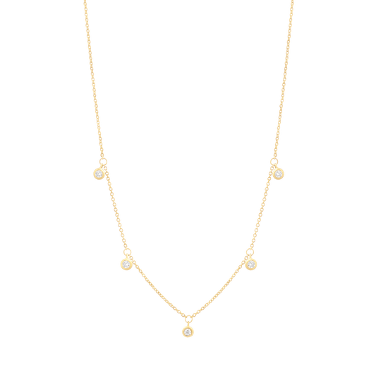 5 Diamonds Bezel Necklace - 18K Gold Vermeil Necklaces magal-dev