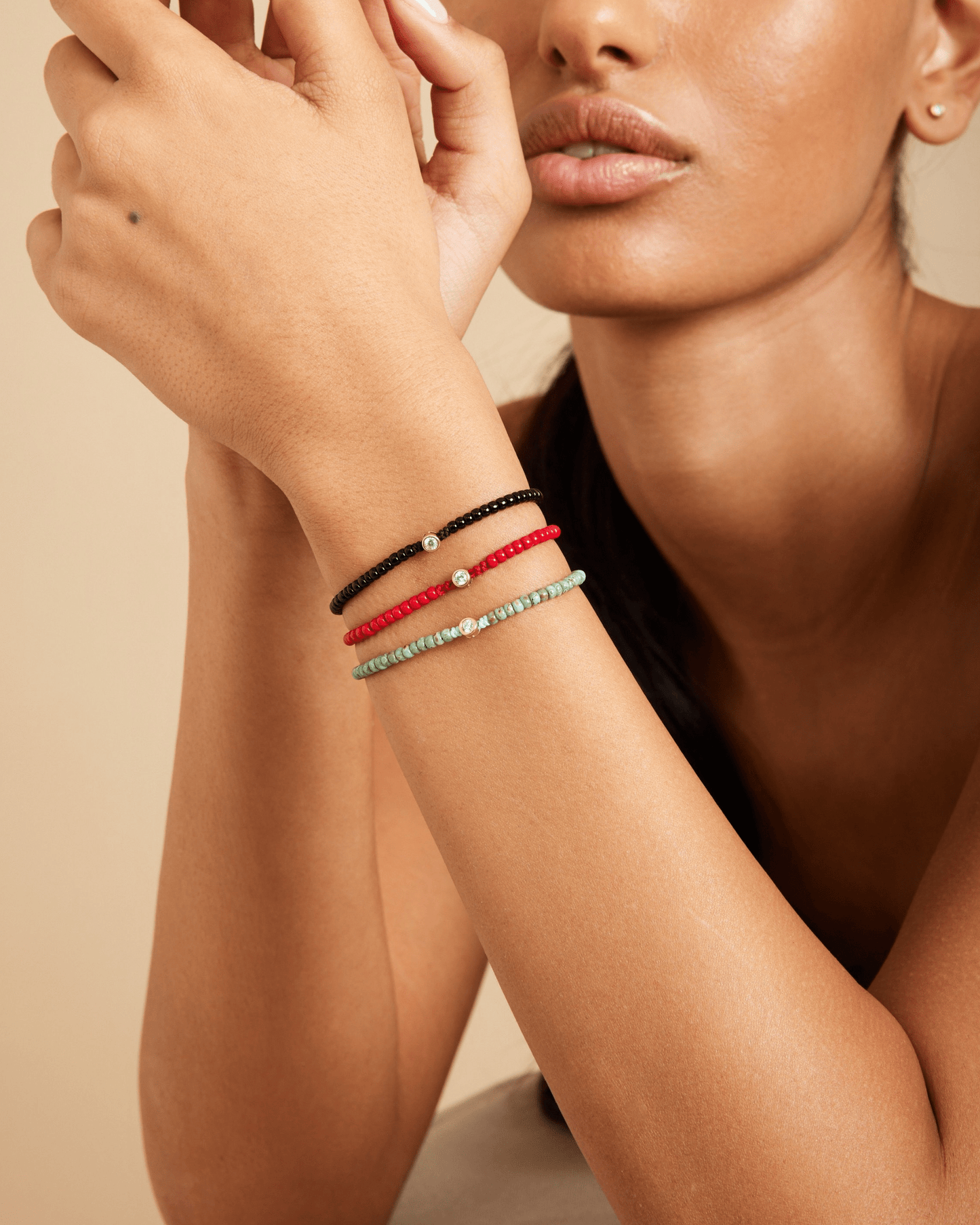 Black Onyx String Of Love - 14K Rose Gold Bracelets magal-dev