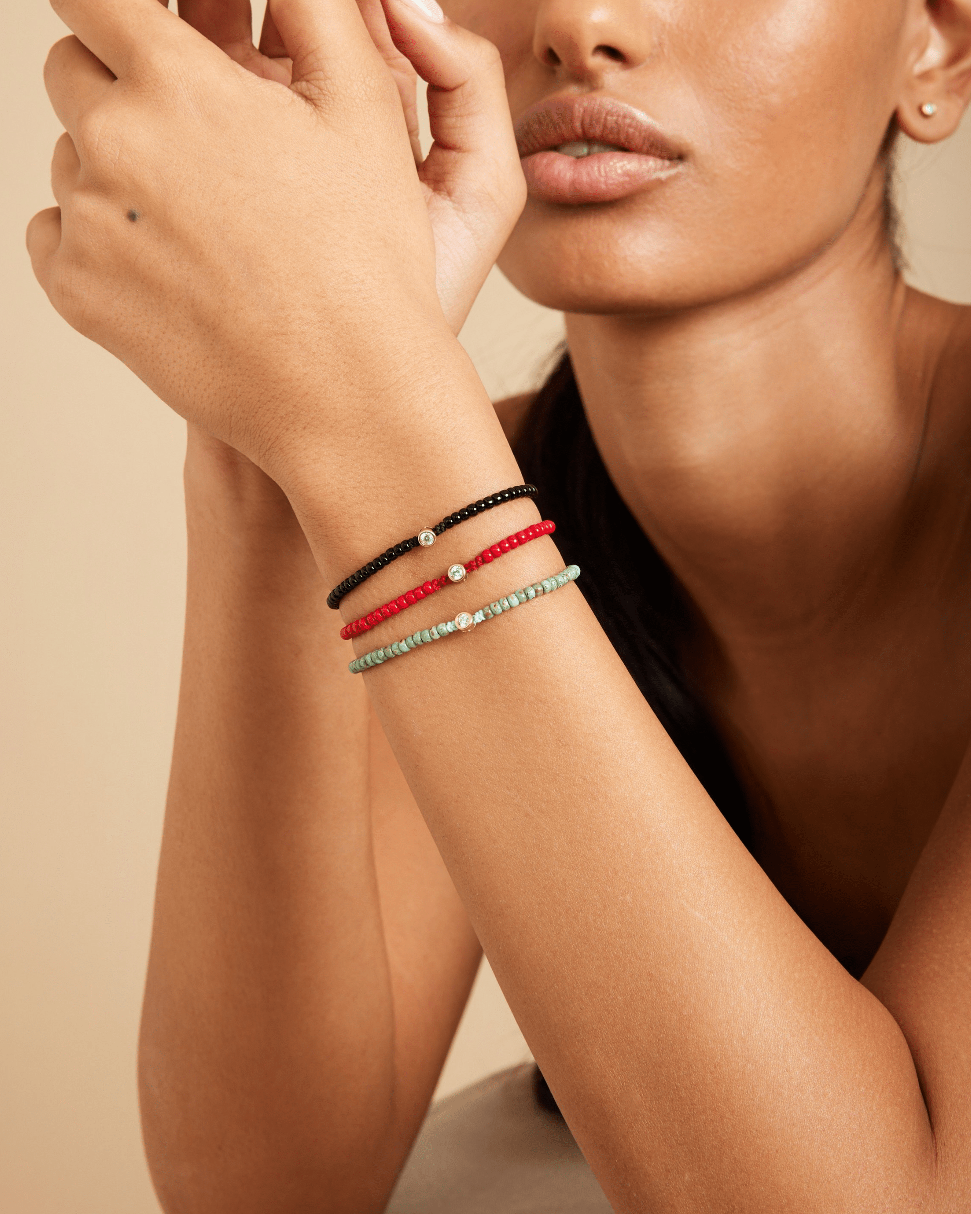 Black Onyx String Of Love - 14K Rose Gold Bracelets magal-dev