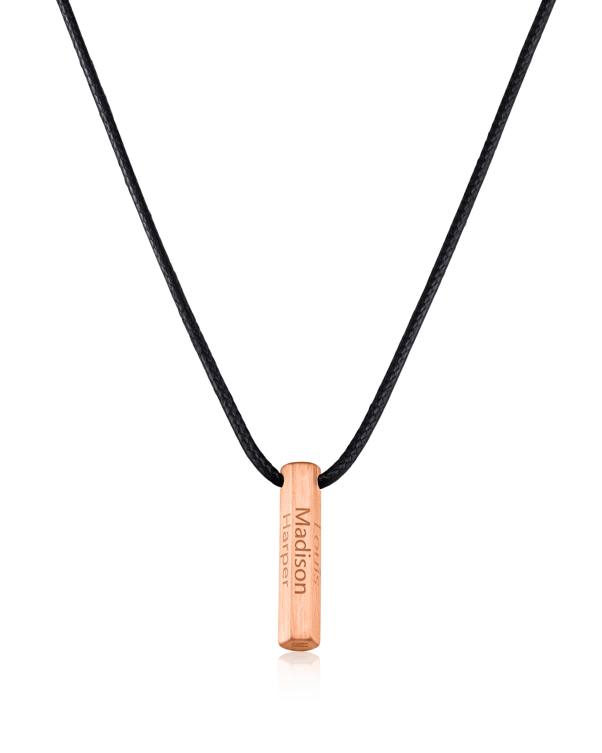 Apex Bar Necklace - 18K Rose Vermeil Necklaces magal-dev Black 1 Name Adjustable cord 20"- 24"