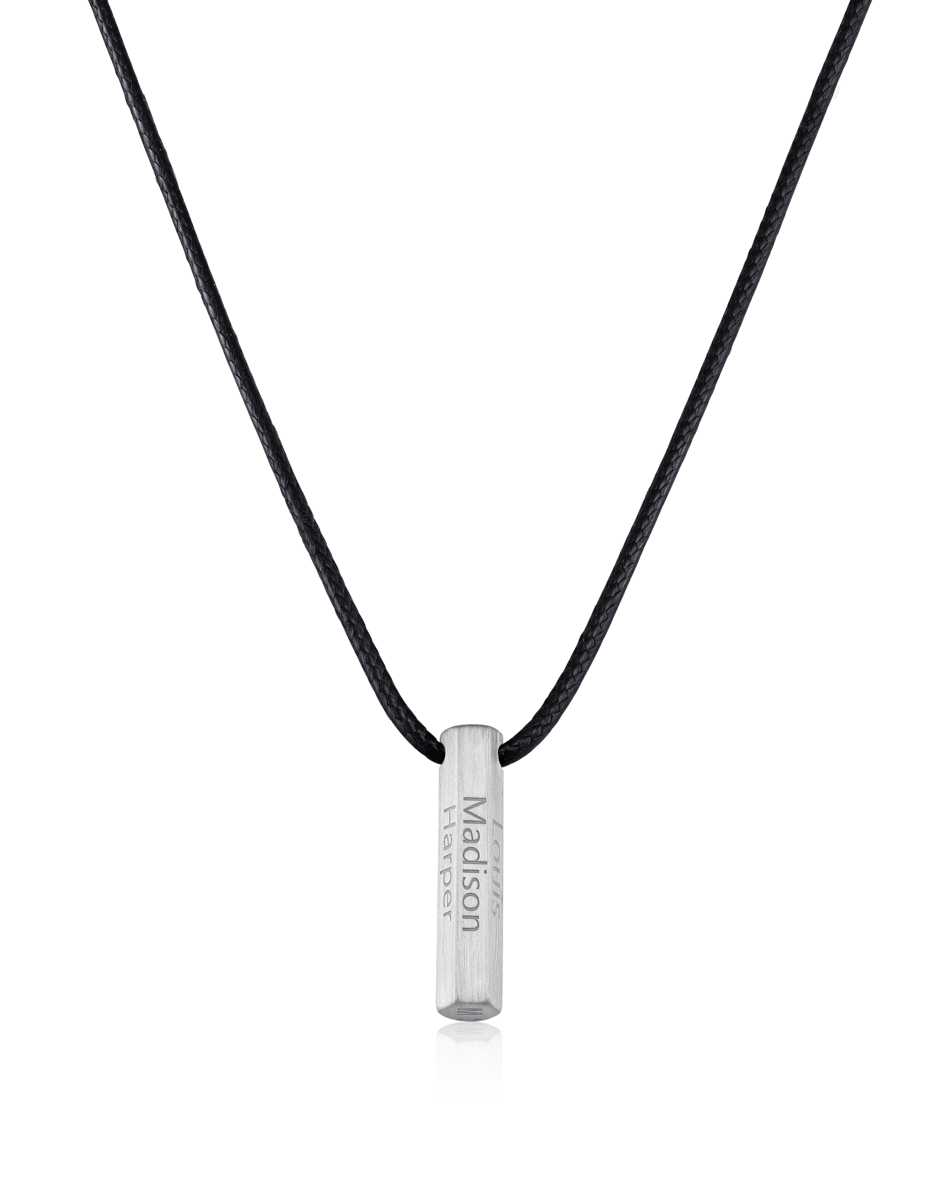 Apex Bar Necklace - 925 Sterling Silver Necklaces magal-dev Black 1 Name Adjustable cord 20"- 24"