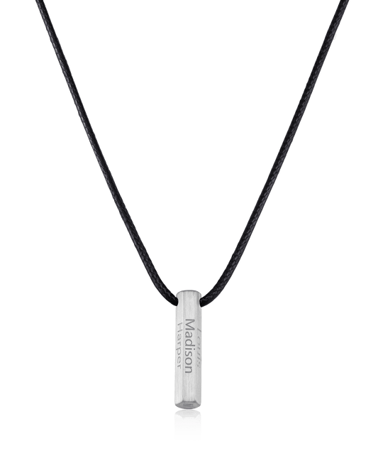 Apex Bar Necklace - 925 Sterling Silver Necklaces magal-dev Black 1 Name Adjustable cord 20"- 24"