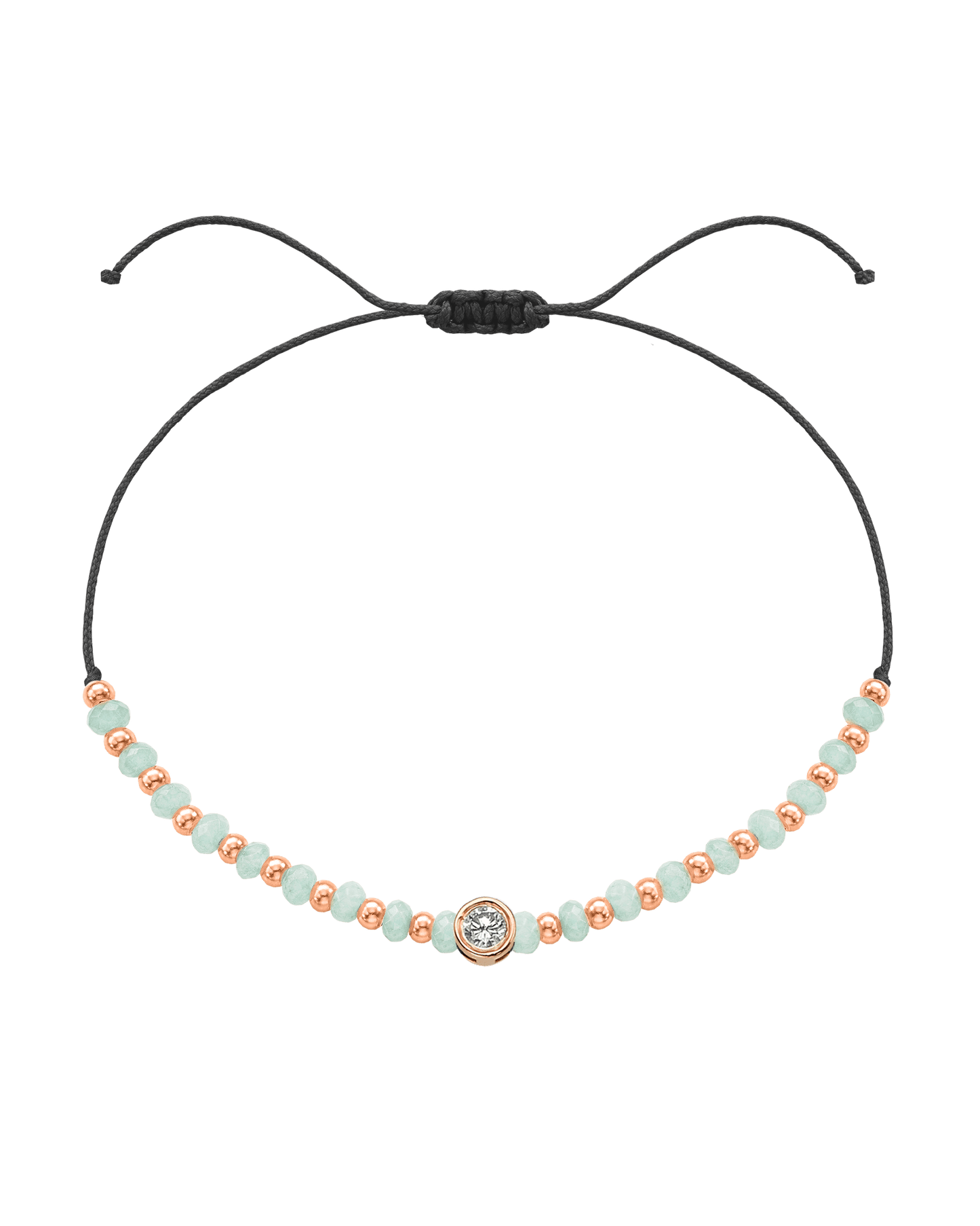 Apatite Gemstone String of Love Bracelet for Inspiration - 14K Rose Gold Bracelets 14K Solid Gold Black Large: 0.1ct