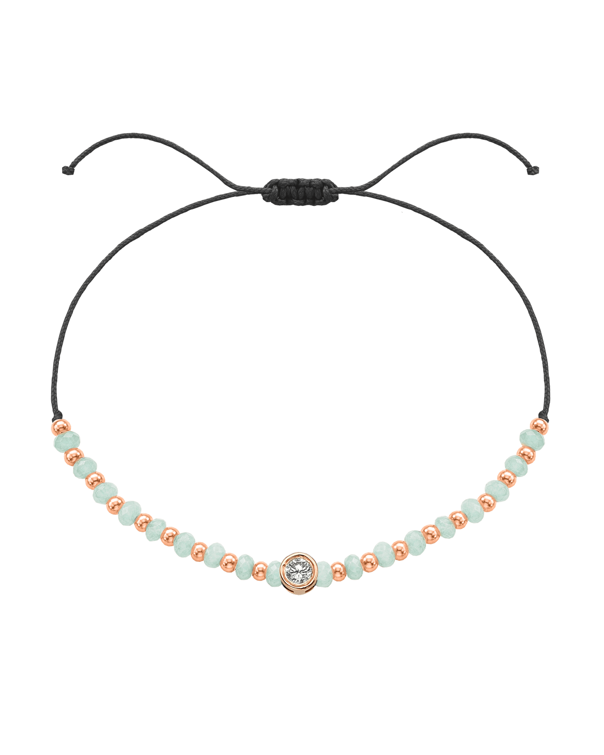 Apatite Gemstone String of Love Bracelet for Inspiration - 14K Rose Gold Bracelets 14K Solid Gold Black Large: 0.1ct