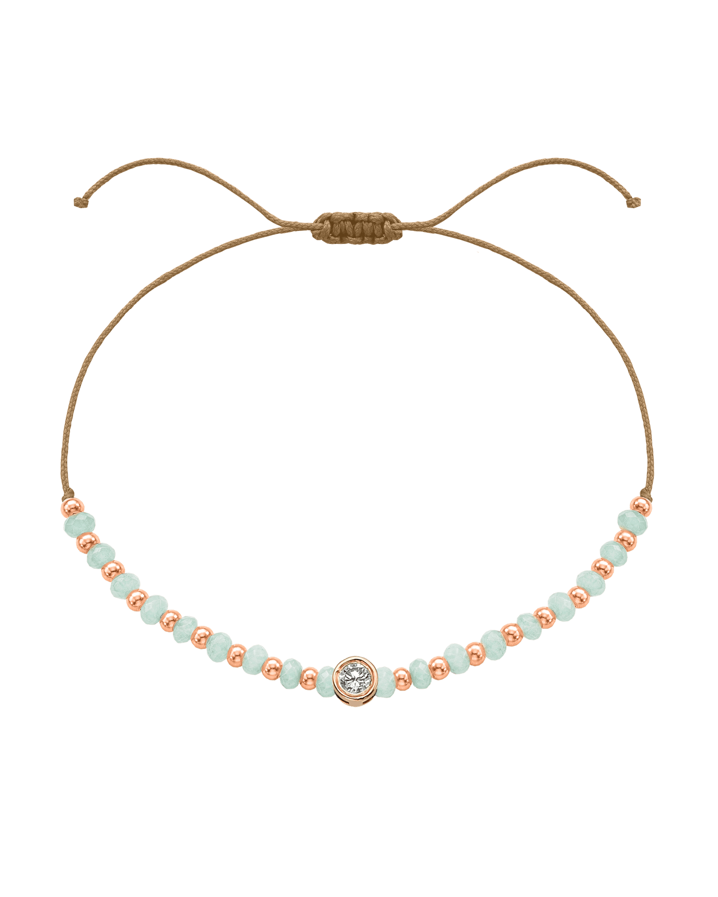 Apatite Gemstone String of Love Bracelet for Inspiration - 14K Rose Gold Bracelets 14K Solid Gold Camel Large: 0.1ct