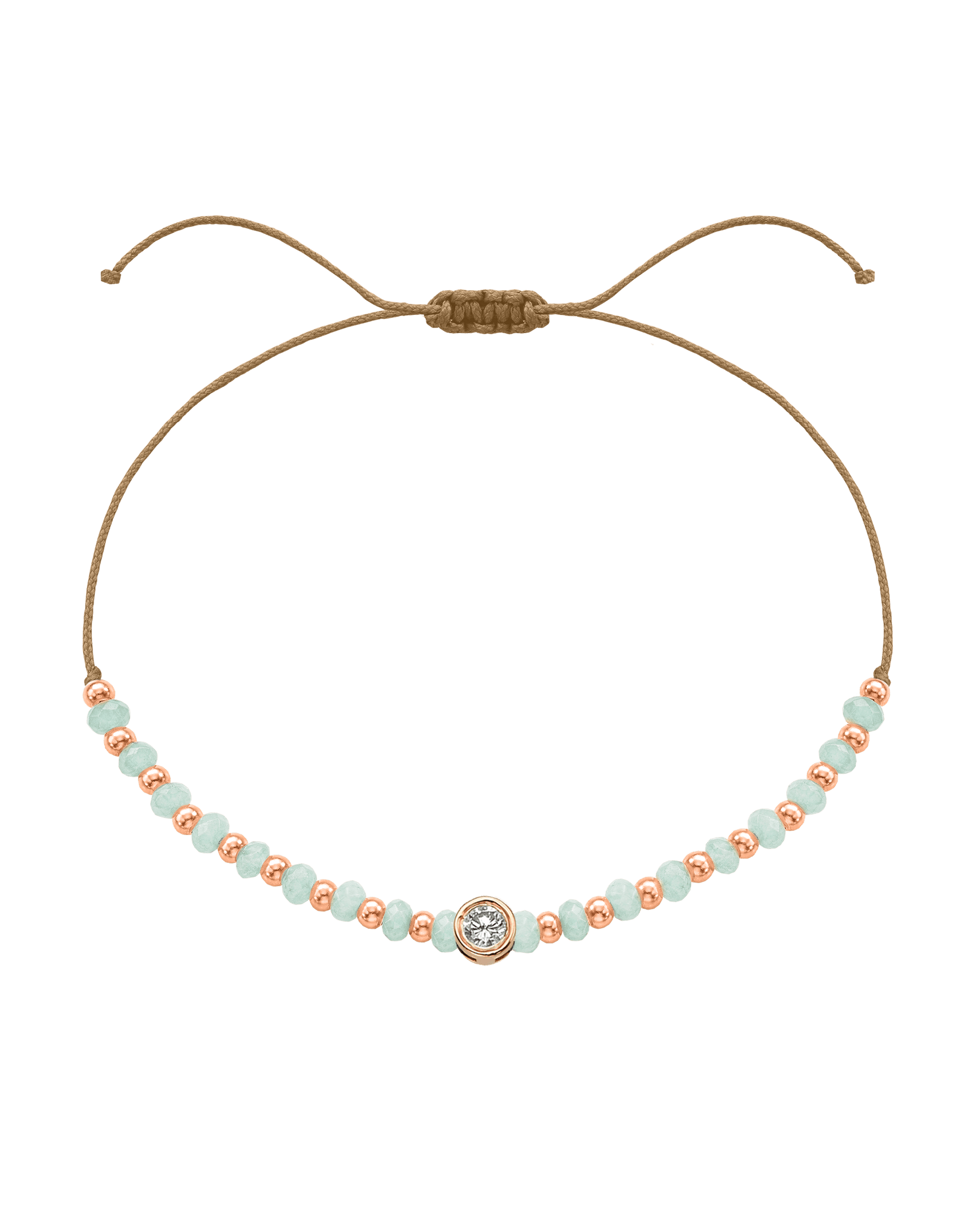 Apatite Gemstone String of Love Bracelet for Inspiration - 14K Rose Gold Bracelets 14K Solid Gold Camel Large: 0.1ct