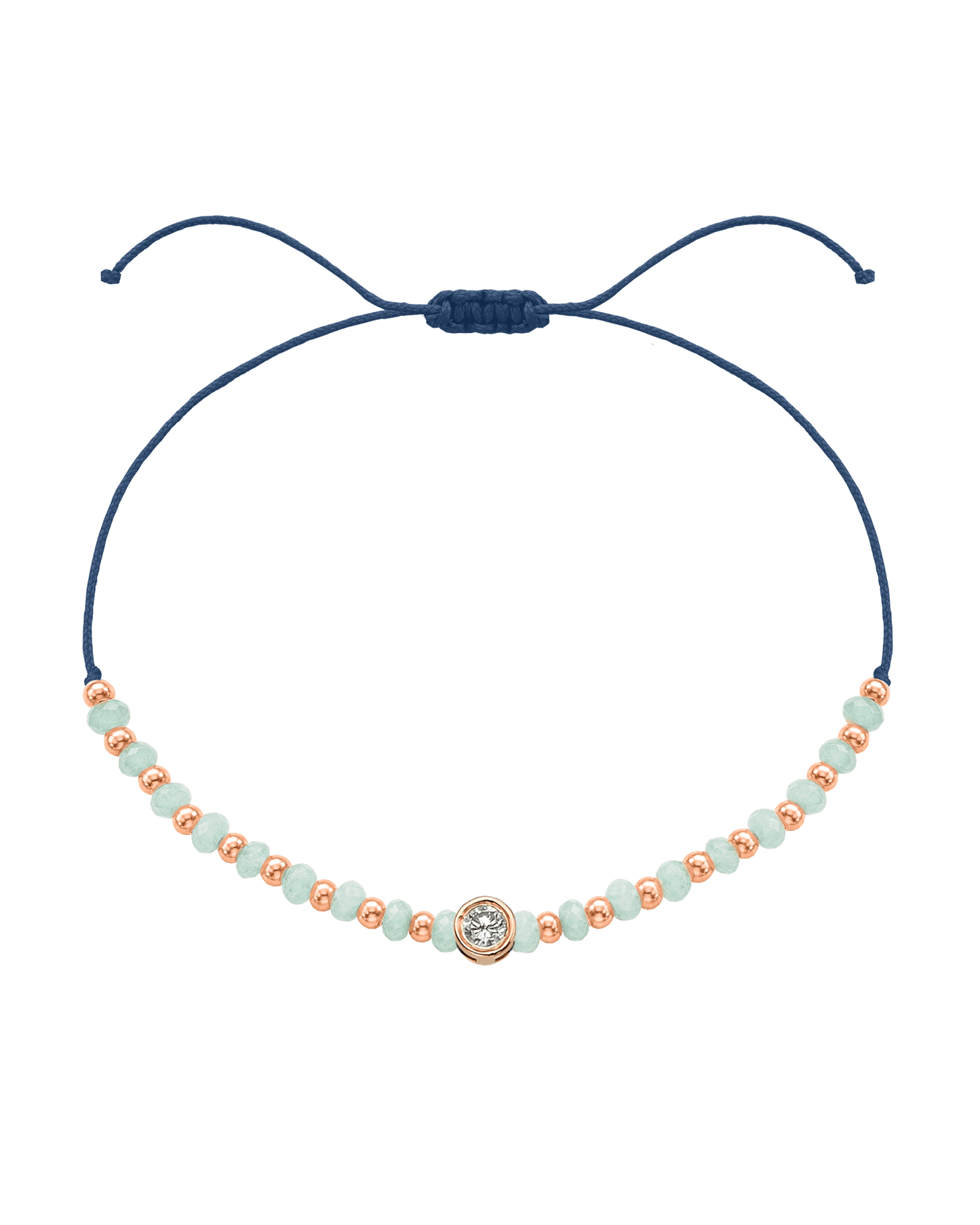 Apatite Gemstone String of Love Bracelet for Inspiration - 14K Rose Gold Bracelets 14K Solid Gold Indigo Large: 0.1ct