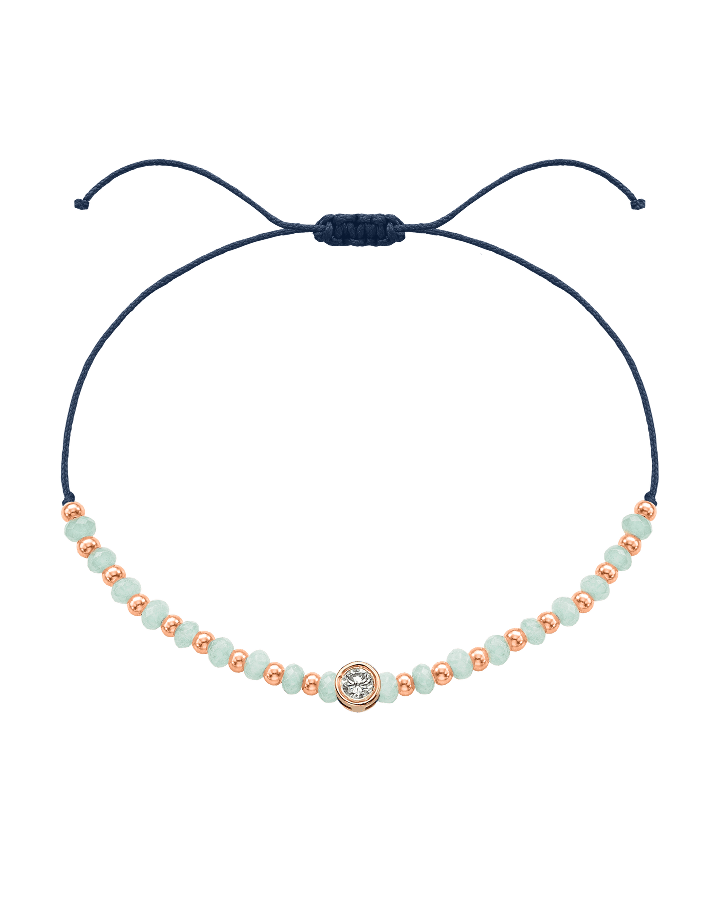 Apatite Gemstone String of Love Bracelet for Inspiration - 14K Rose Gold Bracelets 14K Solid Gold Navy Blue Large: 0.1ct