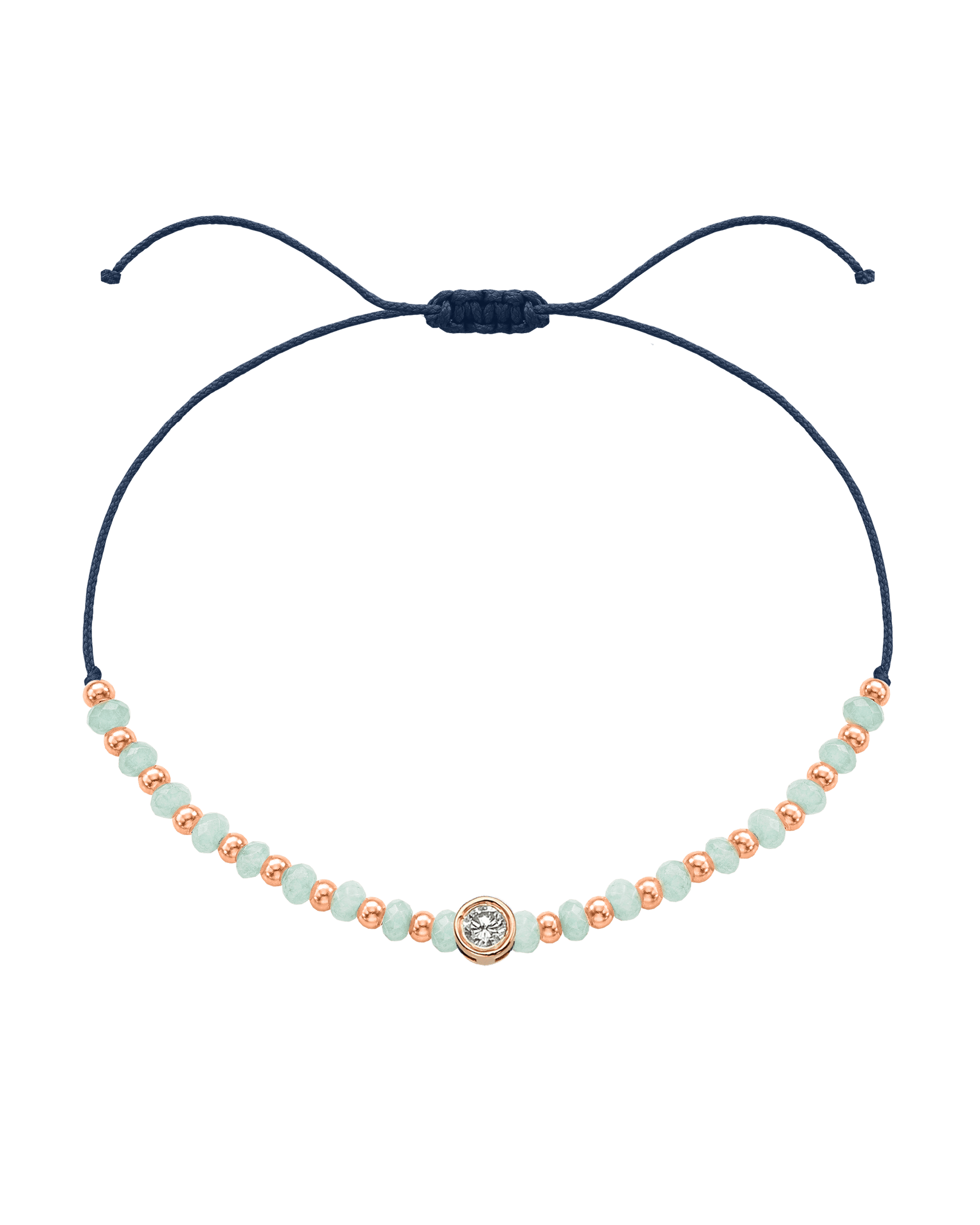 Apatite Gemstone String of Love Bracelet for Inspiration - 14K Rose Gold Bracelets 14K Solid Gold Navy Blue Large: 0.1ct