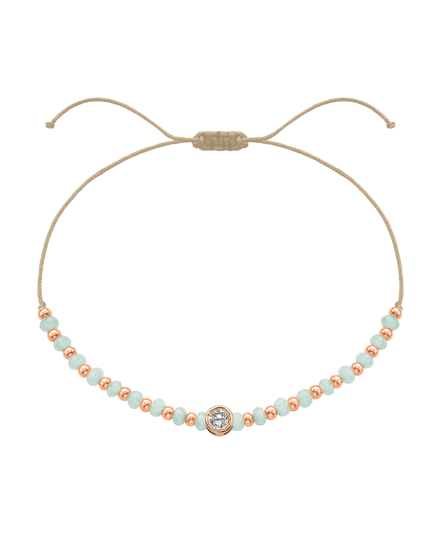 Apatite Gemstone String of Love Bracelet for Inspiration - 14K Rose Gold Bracelets 14K Solid Gold Beige Large: 0.1ct