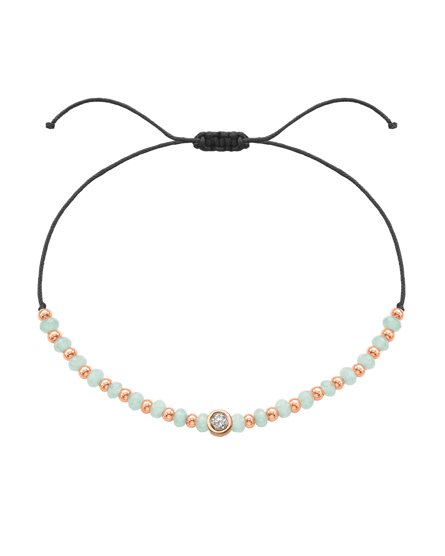 Apatite Gemstone String of Love Bracelet for Inspiration - 14K Rose Gold Bracelets 14K Solid Gold Black Medium: 0.04ct