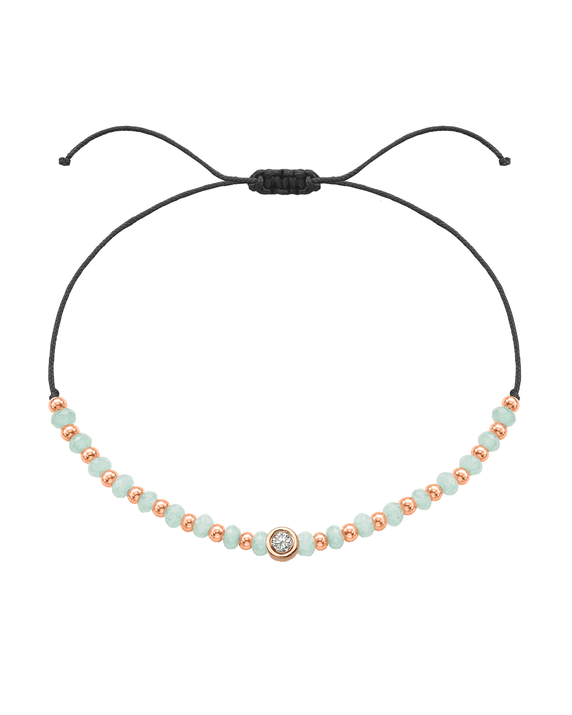 Apatite Gemstone String of Love Bracelet for Inspiration - 14K Rose Gold Bracelets 14K Solid Gold Black Medium: 0.04ct