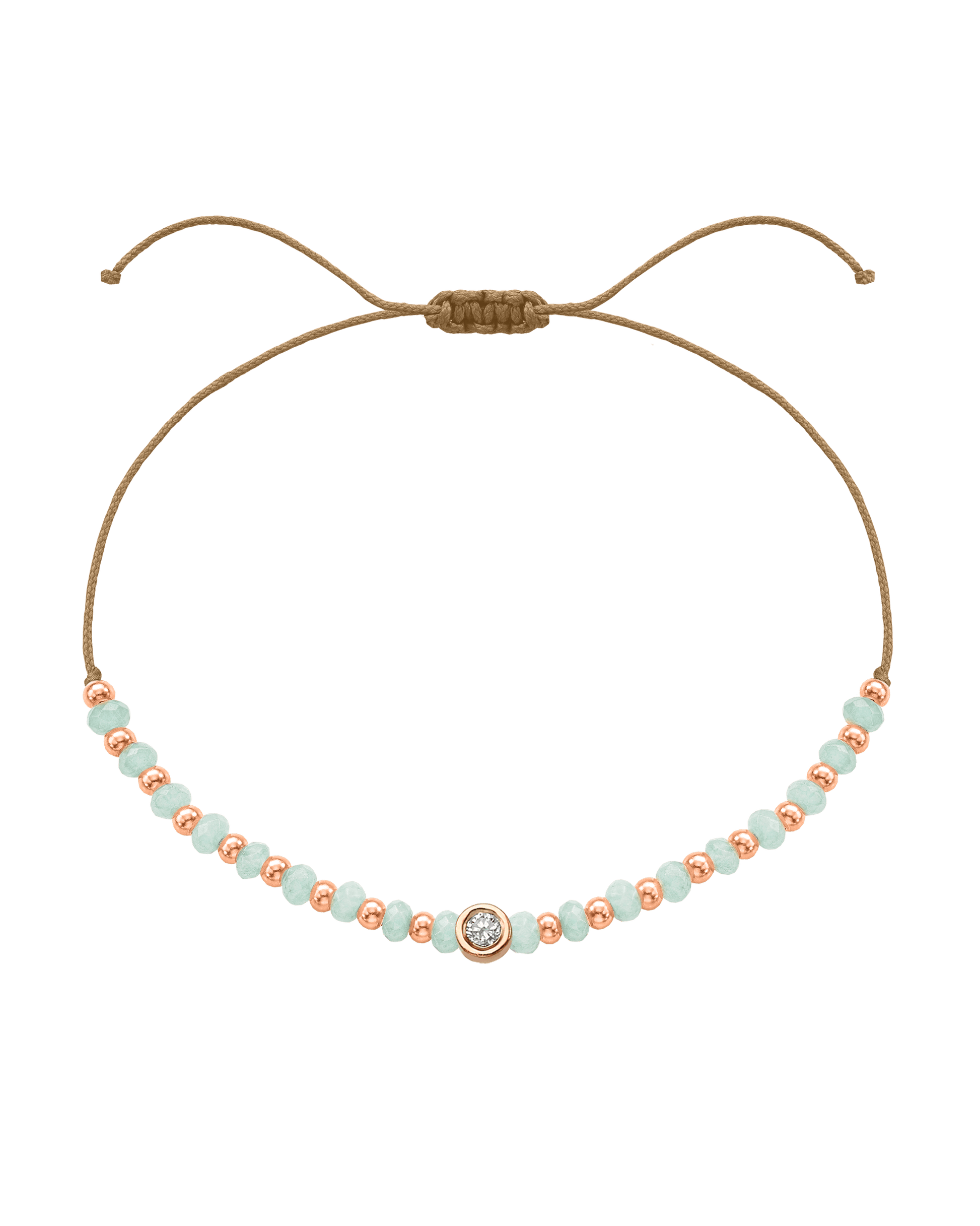 Apatite Gemstone String of Love Bracelet for Inspiration - 14K Rose Gold Bracelets 14K Solid Gold Camel Medium: 0.04ct