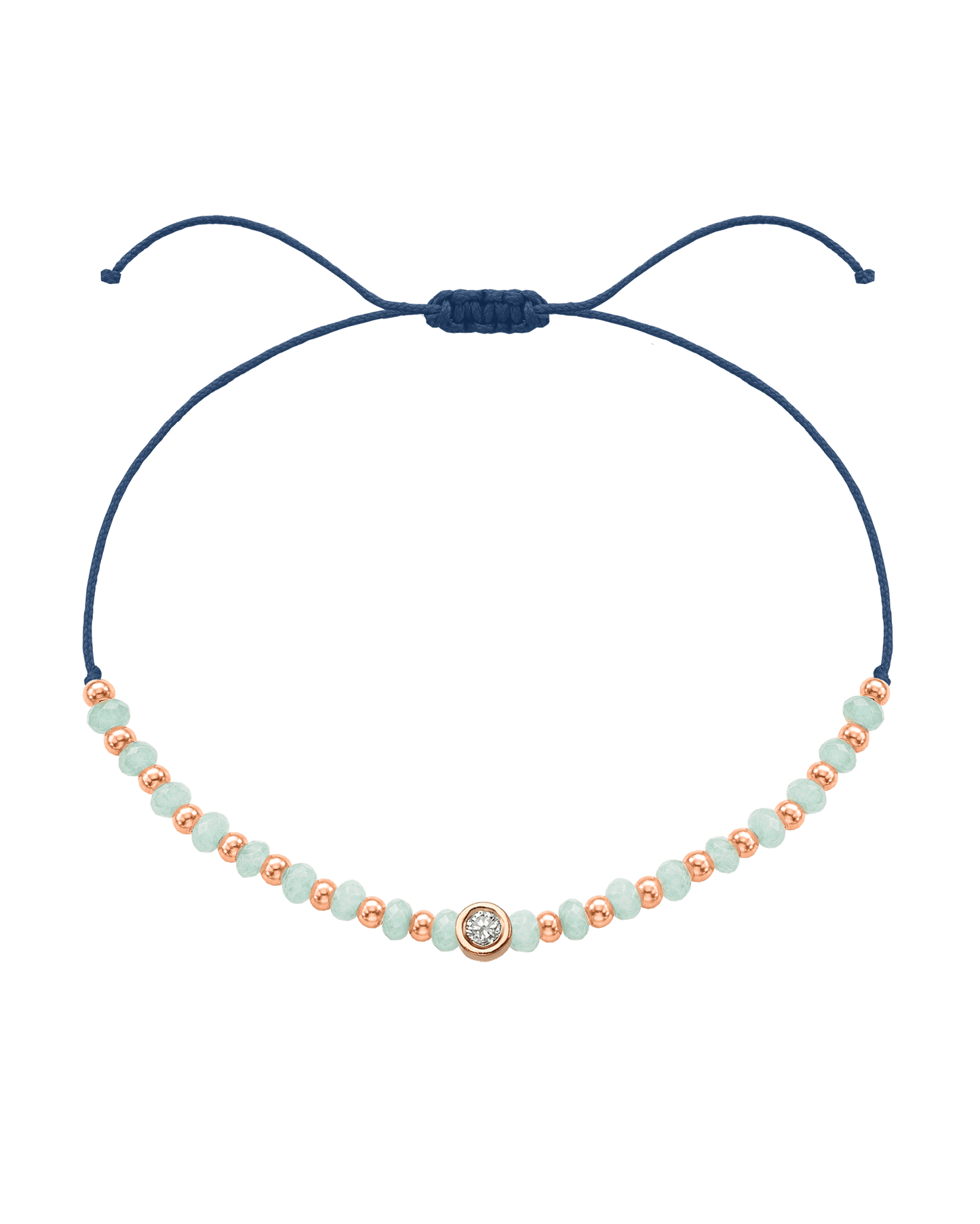 Apatite Gemstone String of Love Bracelet for Inspiration - 14K Rose Gold Bracelets 14K Solid Gold Indigo Medium: 0.04ct