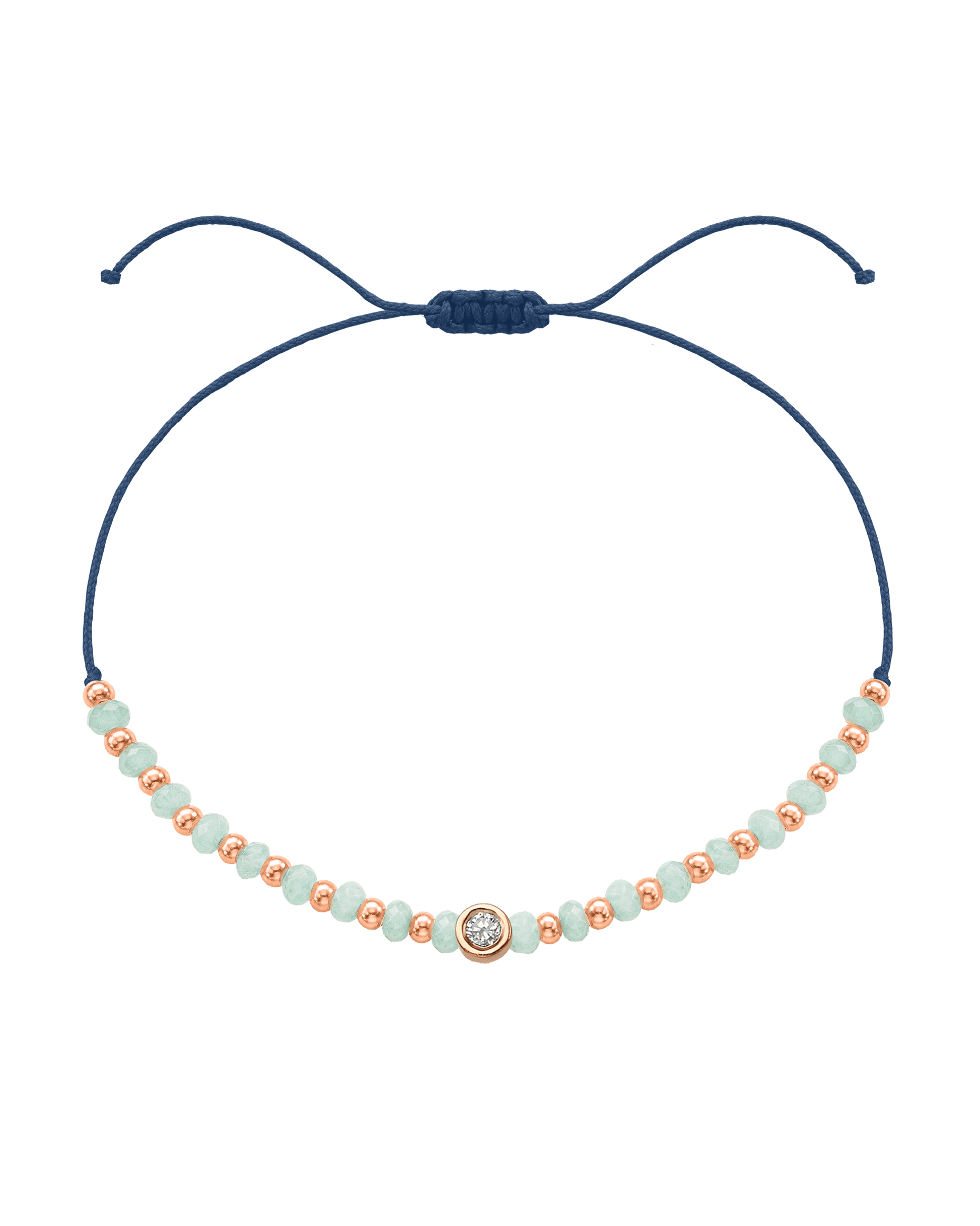 Apatite Gemstone String of Love Bracelet for Inspiration - 14K Rose Gold Bracelets 14K Solid Gold Indigo Medium: 0.04ct