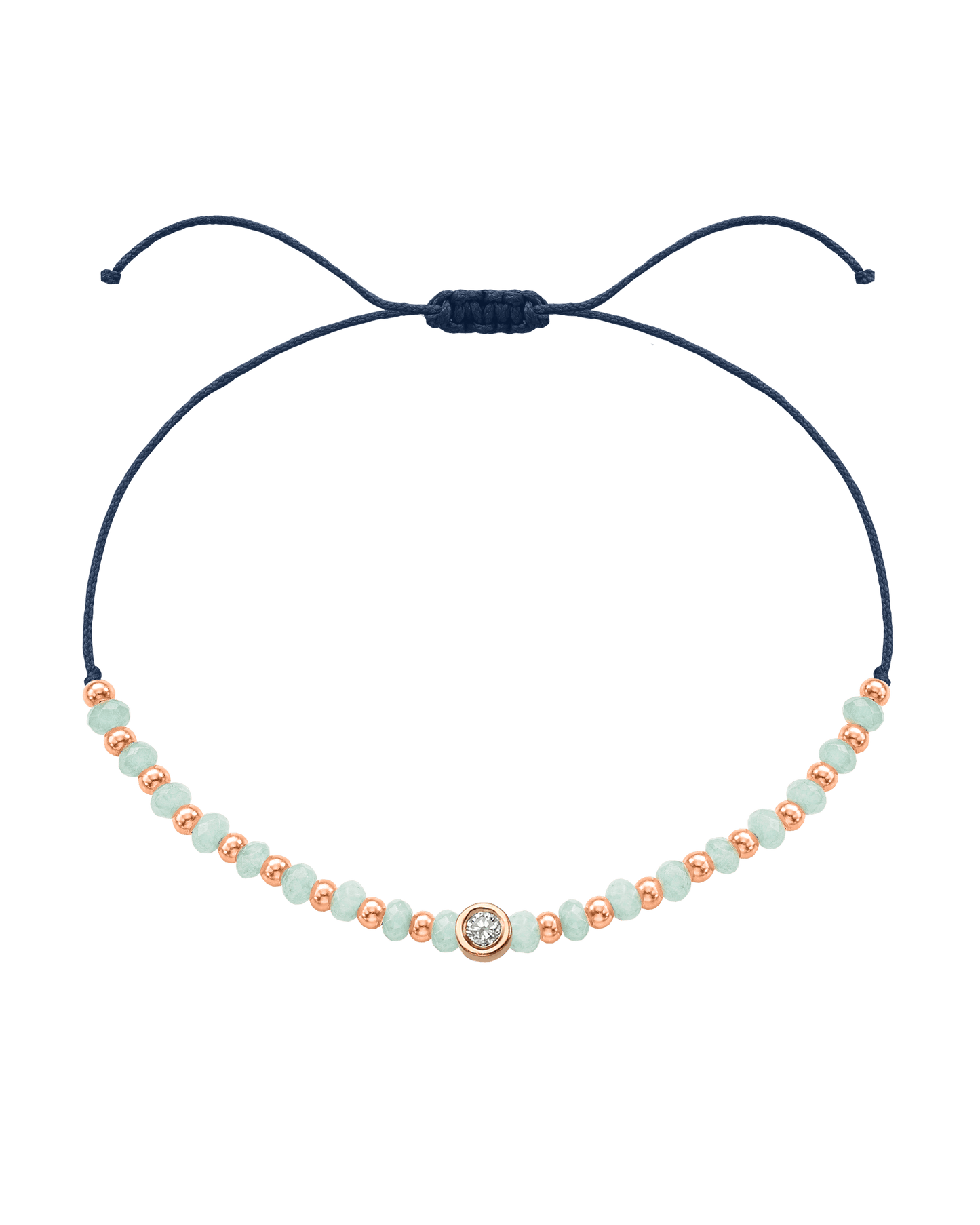 Apatite Gemstone String of Love Bracelet for Inspiration - 14K Rose Gold Bracelets 14K Solid Gold Navy Blue Medium: 0.04ct