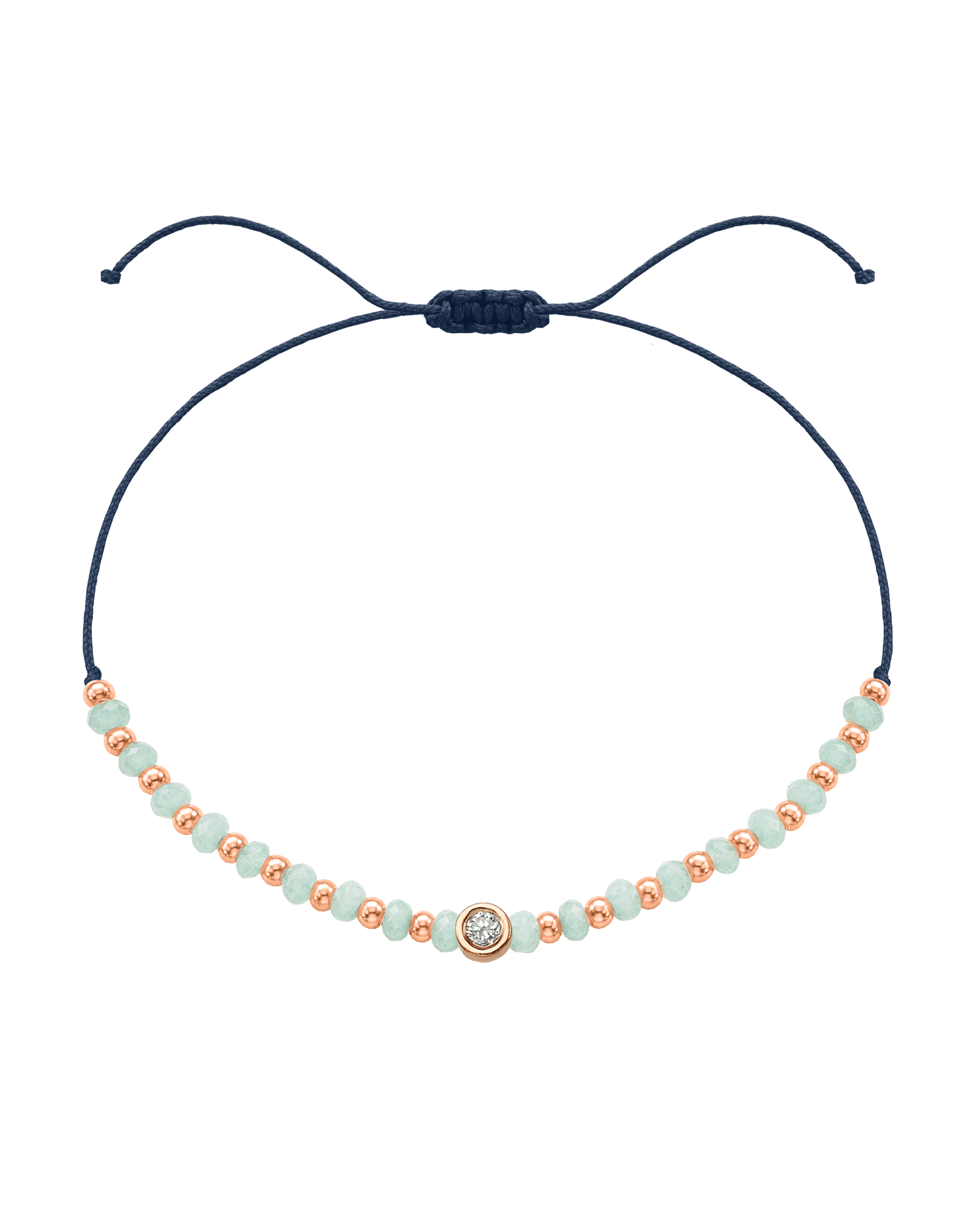 Apatite Gemstone String of Love Bracelet for Inspiration - 14K Rose Gold Bracelets 14K Solid Gold Navy Blue Medium: 0.04ct