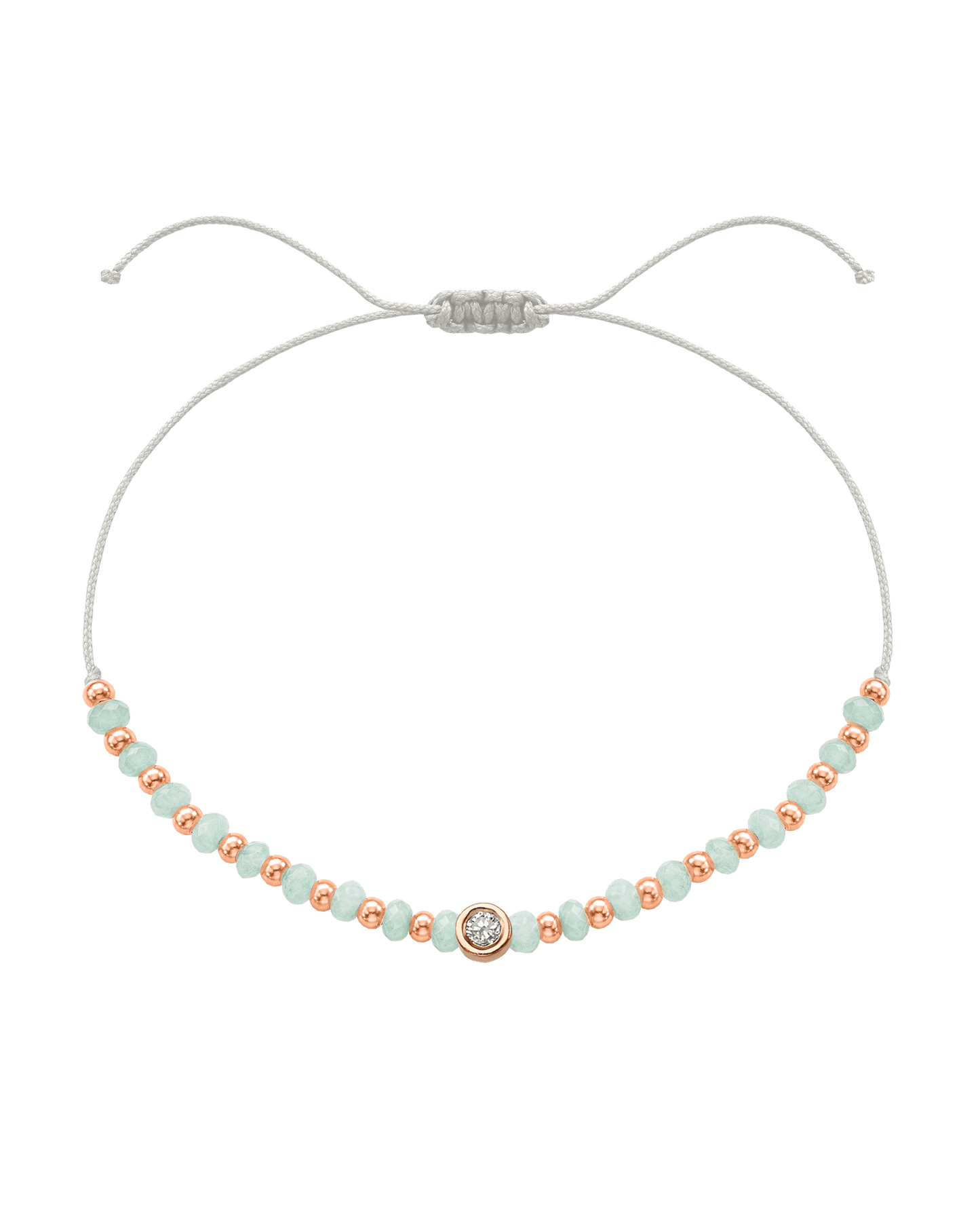 Apatite Gemstone String of Love Bracelet for Inspiration - 14K Rose Gold Bracelets 14K Solid Gold Pearl Medium: 0.04ct
