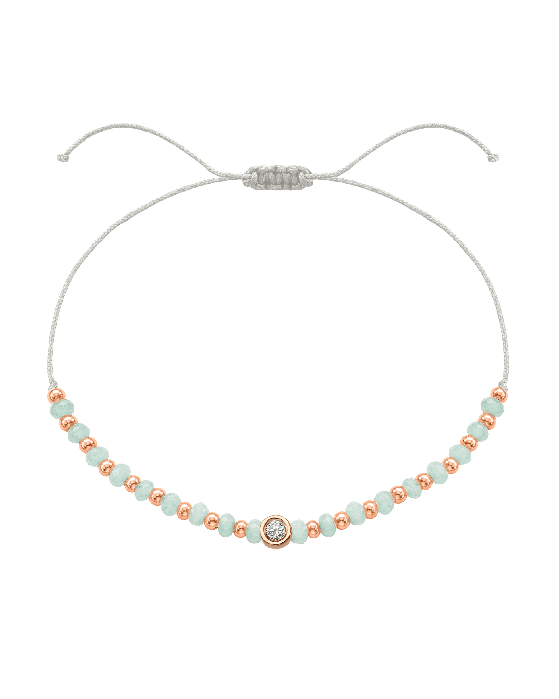 Apatite Gemstone String of Love Bracelet for Inspiration - 14K Rose Gold Bracelets 14K Solid Gold Pearl Medium: 0.04ct